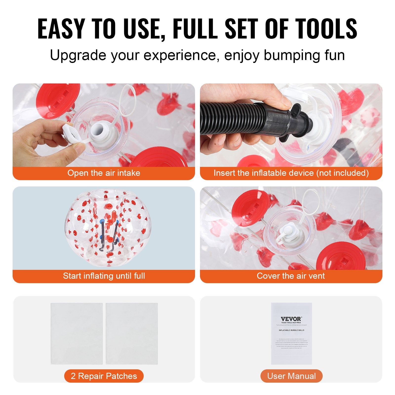 Inflatable Bumper Ball 1-Pack, 5FT/1.5M Body Sumo Zorb Balls for Teen & Adult, 0.8mm Thick PVC Human Hamster Bubble Balls for Outdoor Team Gaming Play, Bumper Bopper Toys for Garden, Yard, Park