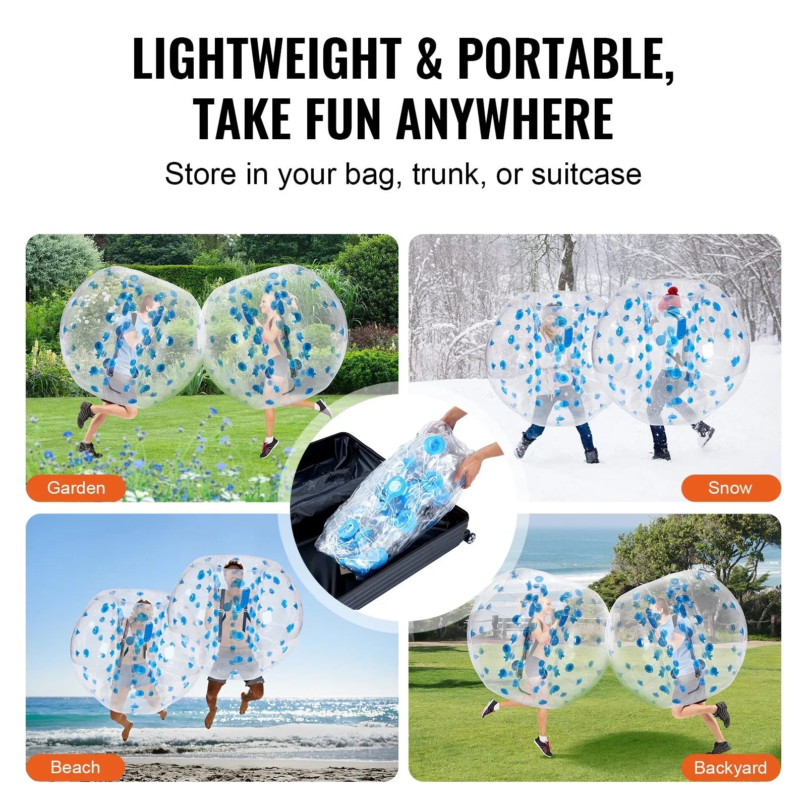 Inflatable Bumper Ball 1-Pack, 5FT/1.5M Body Sumo Zorb Balls for Teen & Adult, 0.8mm Thick PVC Human Hamster Bubble Balls for Outdoor Team Gaming Play, Bumper Bopper Toys for Garden, Yard, Park