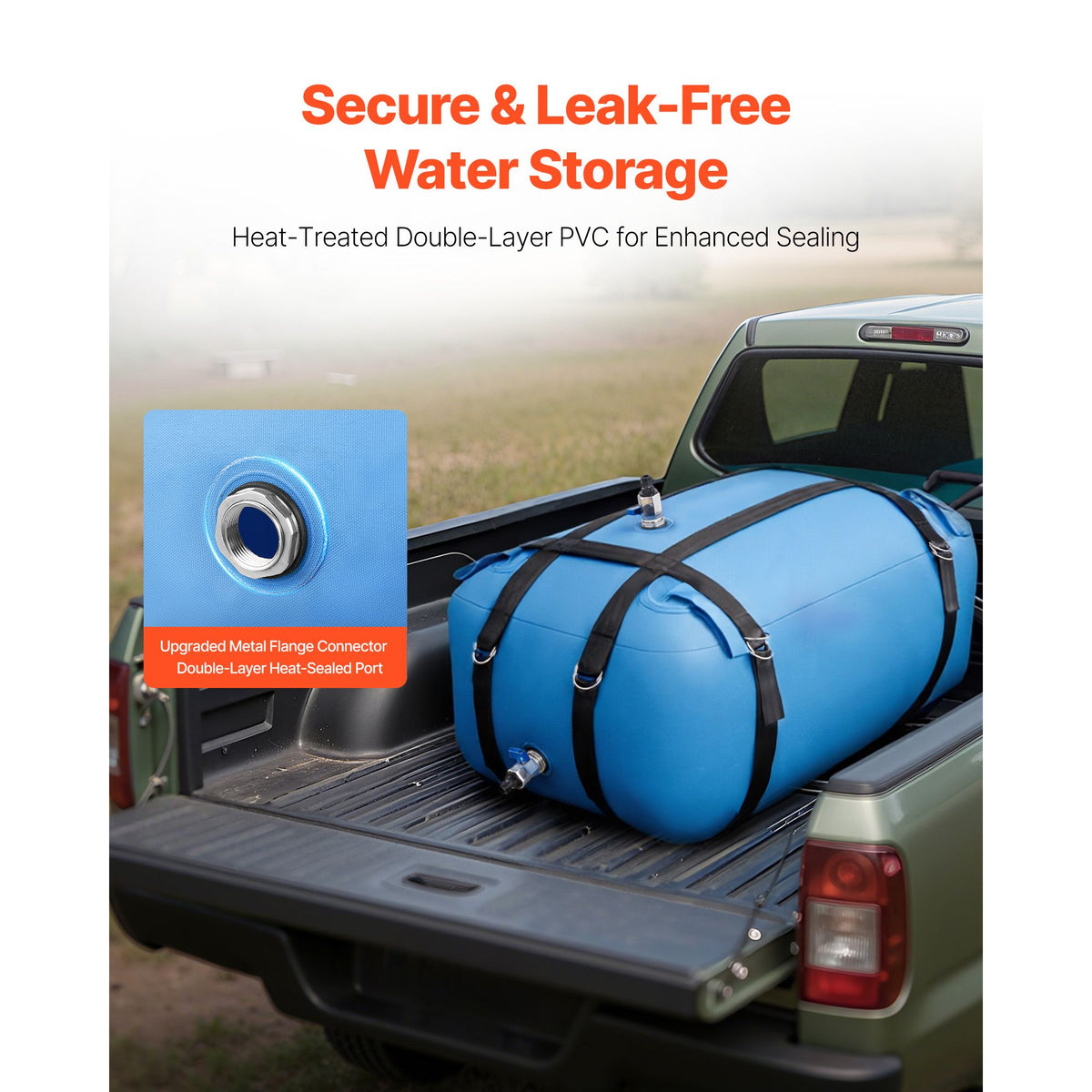 Water Storage Bladder, 132L Large Capacity TPU Soft Water Bag, Portable & Collapsible Water Storage Containers, Leakproof & Wear-Resistant RV Waters Tank for Camping Irrigation Outdoor Use