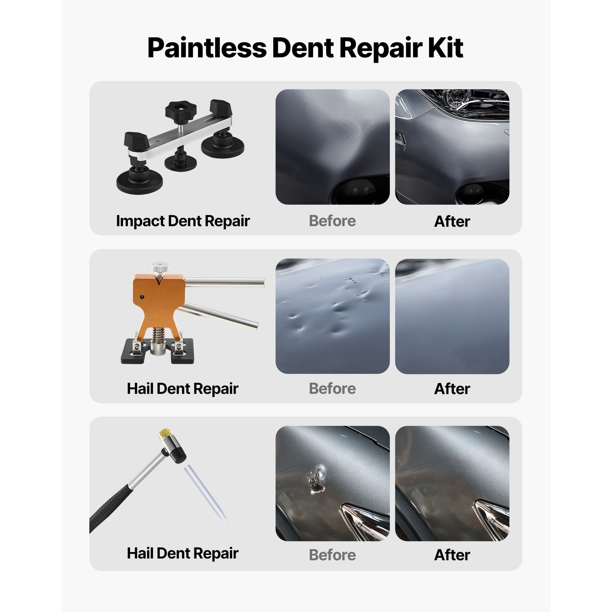 60PCS Paintless Dent Repair Kit Car Dent Puller with Glue Gun
