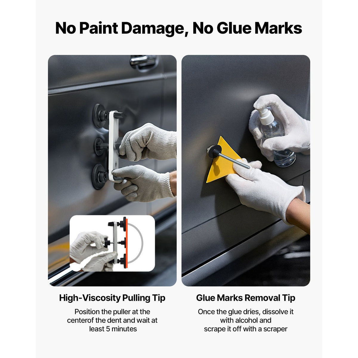 60PCS Paintless Dent Repair Kit Car Dent Puller with Glue Gun