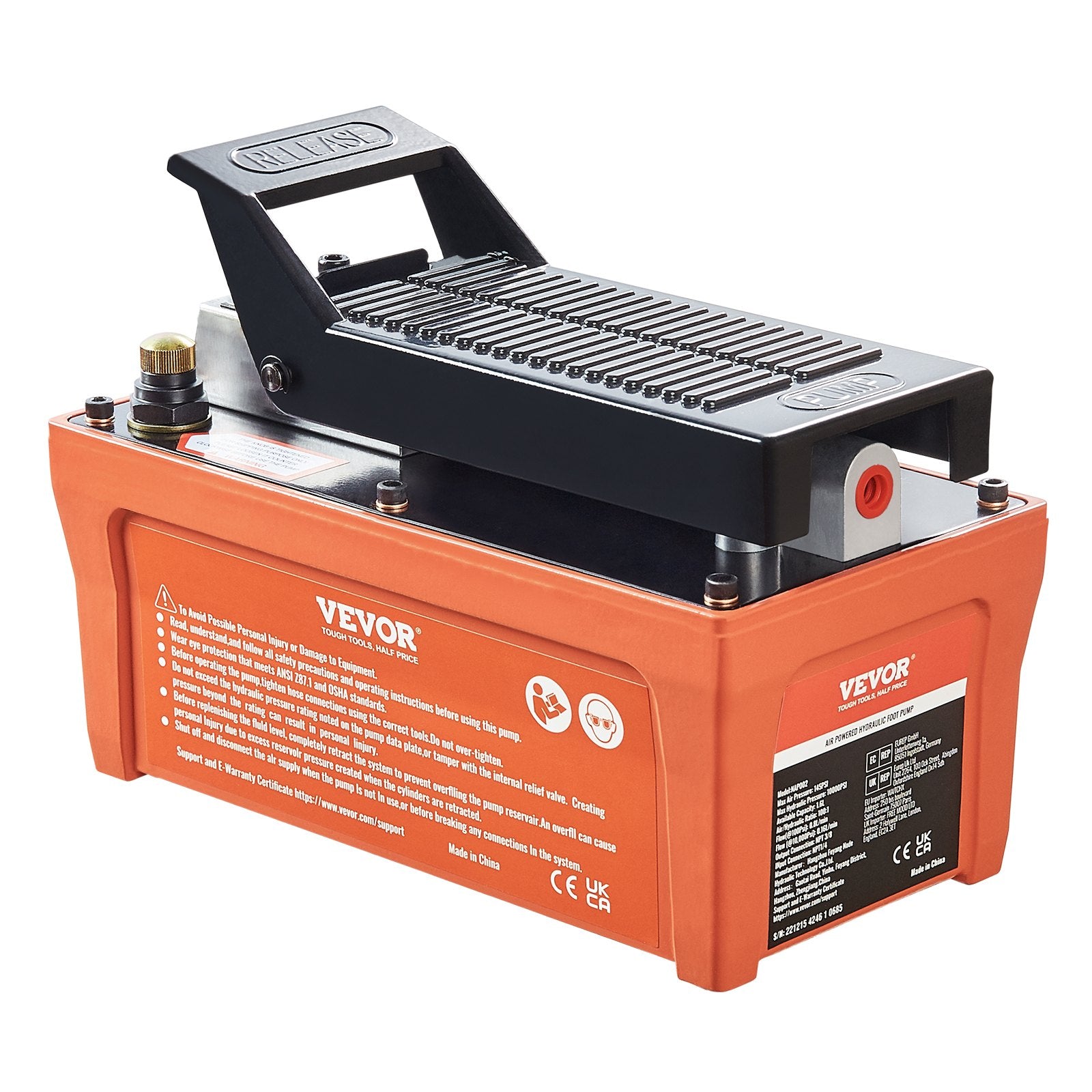 Air Hydraulic Pump, 10,000 PSI 1/2 Gal Reservoir, NPT 3/8