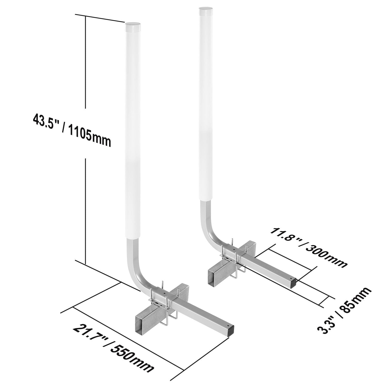 2PCS Adjustable Boat Trailer Guide Poles 1016mm Steel Guide Ons PVC Posts