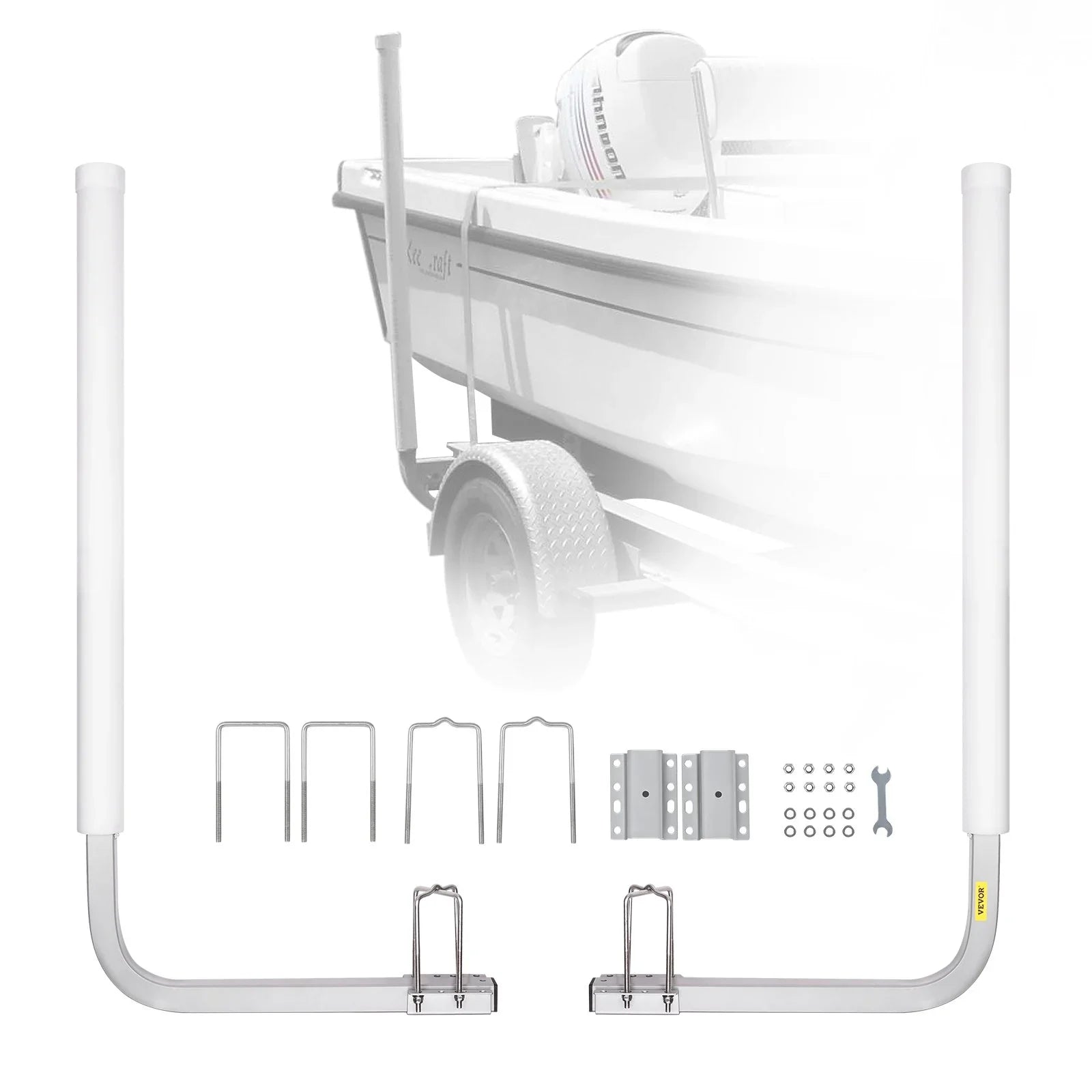 Boat Trailer Guide, 1016mm Adjustable Design Trailer Guide Poles, 2PCS High-Hardness Steel Trailer Guide-Ons, Trailer Guides with PVC Pipe Posts, for Ski Boat, Fishing Boat or Sailboat Trailer