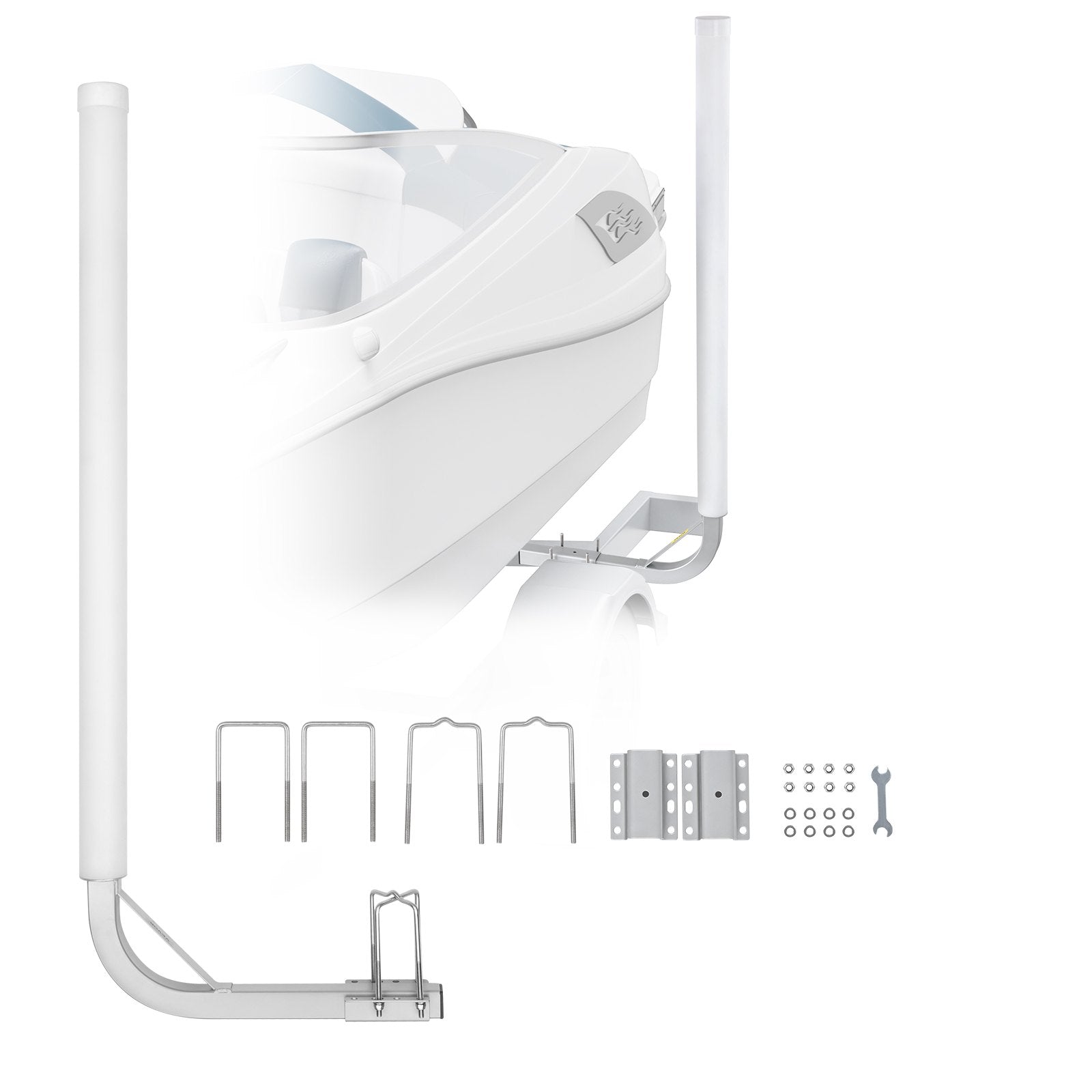 Boat Trailer Guide, 1219.2mm Adjustable Design Trailer Guide Poles, 2PCS High-Hardness Steel Trailer Guide-Ons, Trailer Guides with PVC Pipes, for Ski Boat, Fishing Boat or Sailboat Trailer