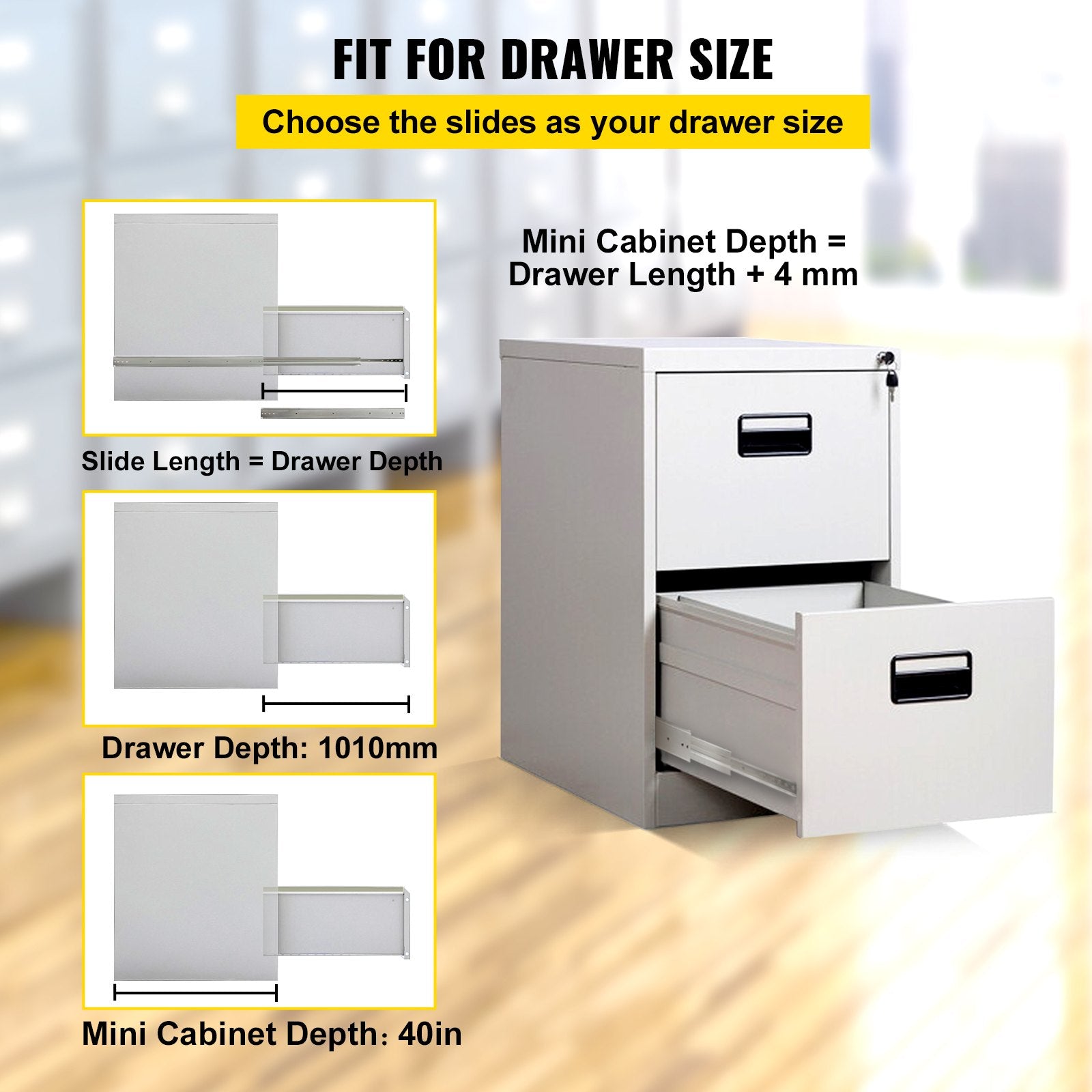 VEVOR Drawer Slide Soft Close Drawer 1Pair 40