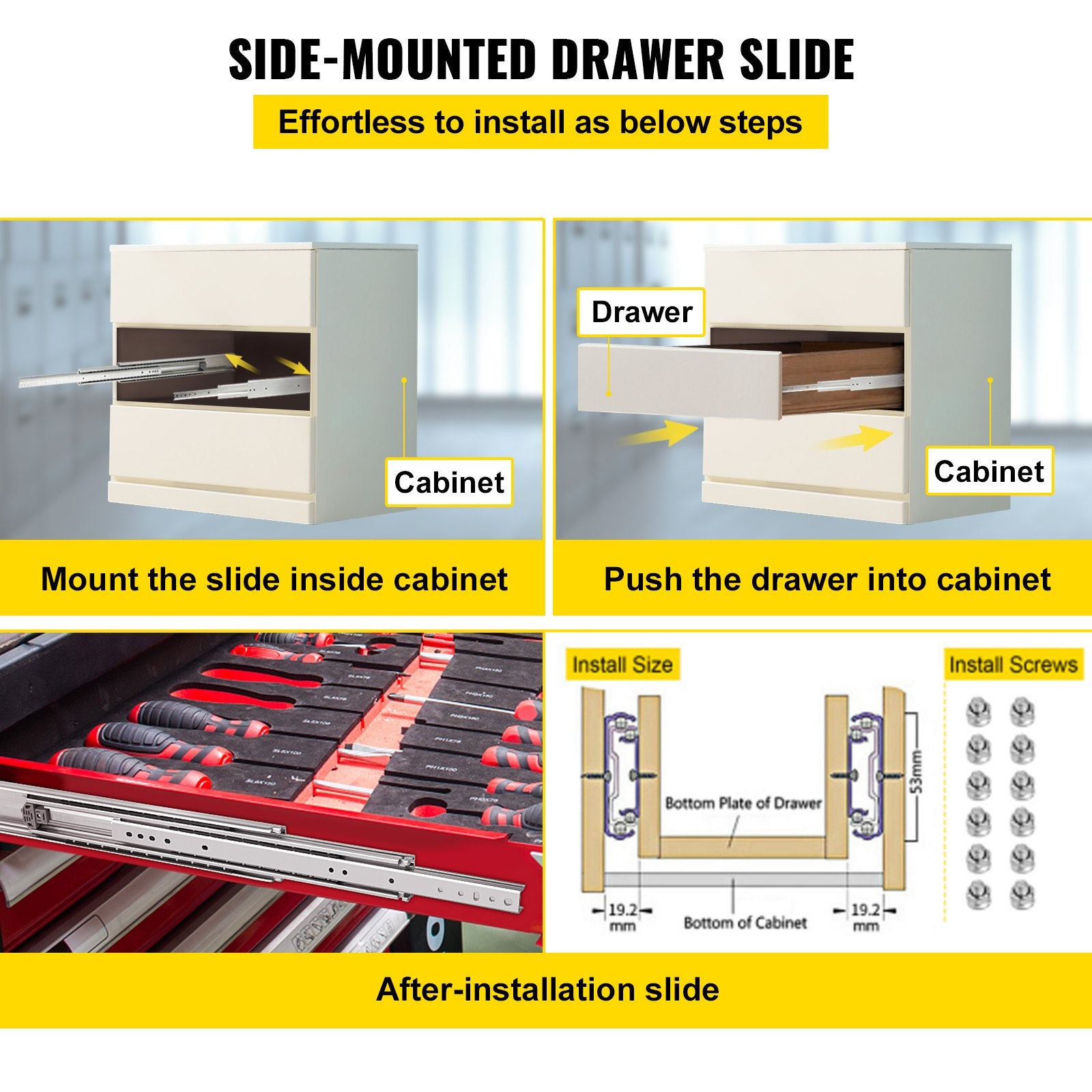 VEVOR Drawer Slide Soft Close Drawer 1Pair 40