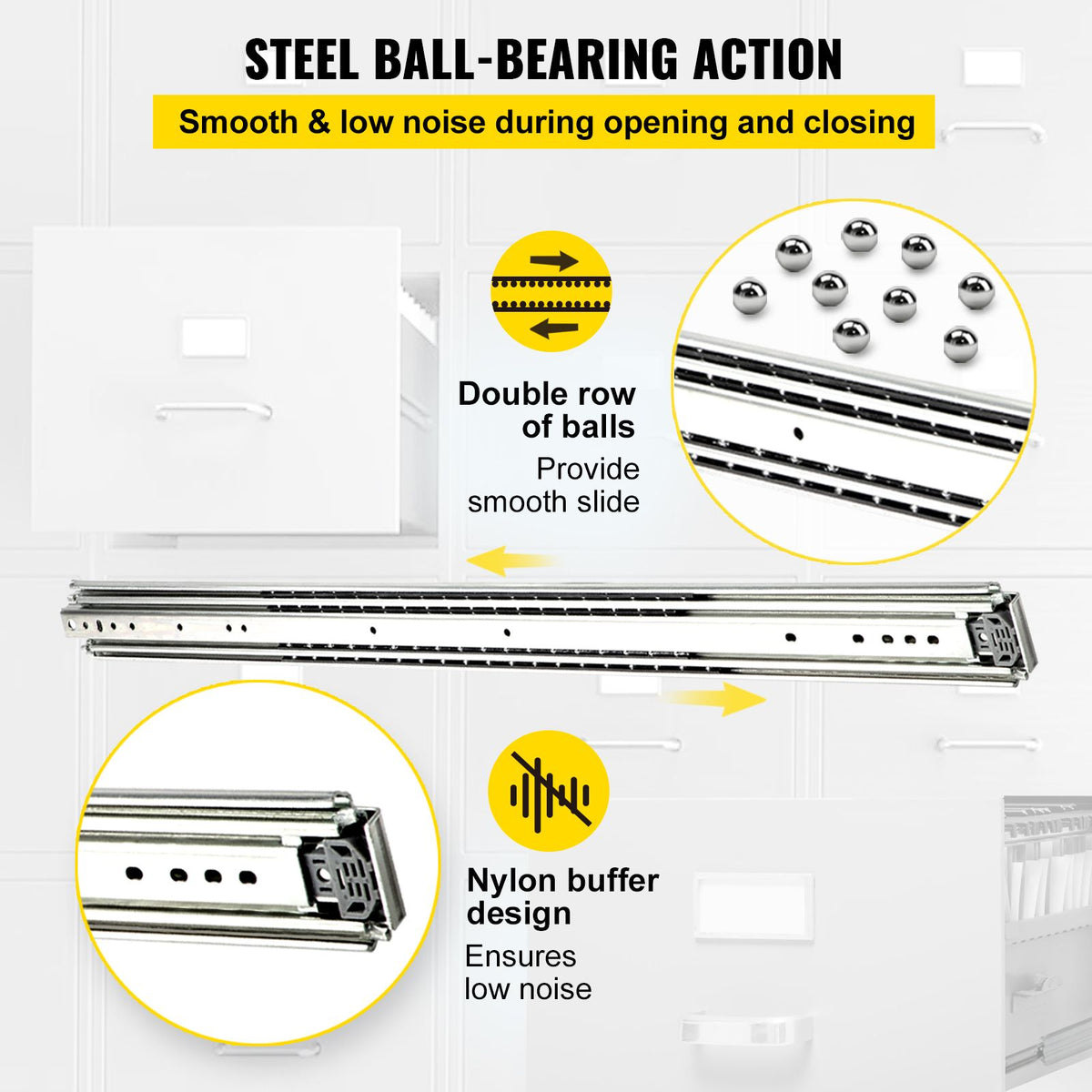 42 Inch Heavy Duty Drawer Slides 500lbs Ball Bearing Full Extension Rails