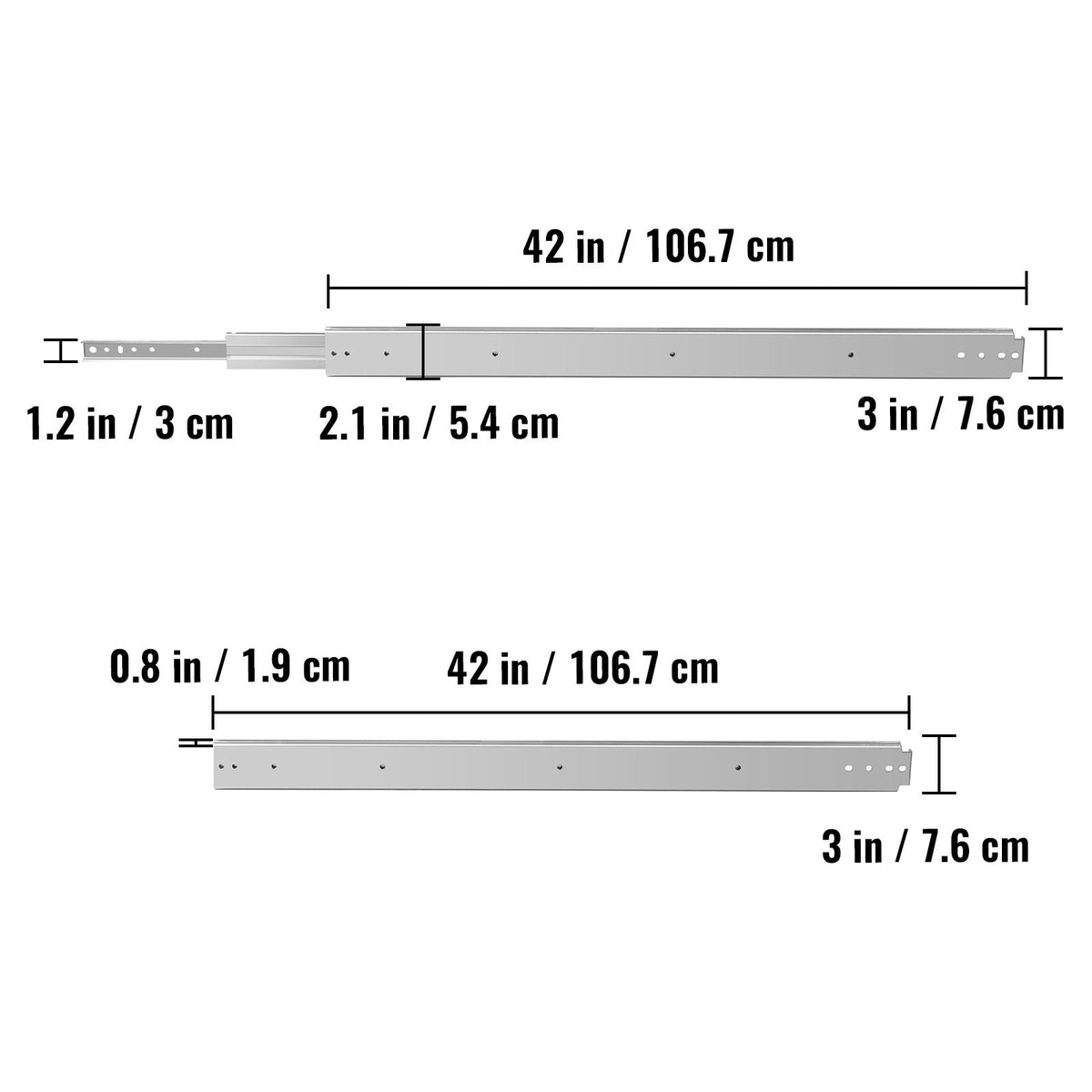 42 Inch Heavy Duty Drawer Slides 500lbs Ball Bearing Full Extension Rails