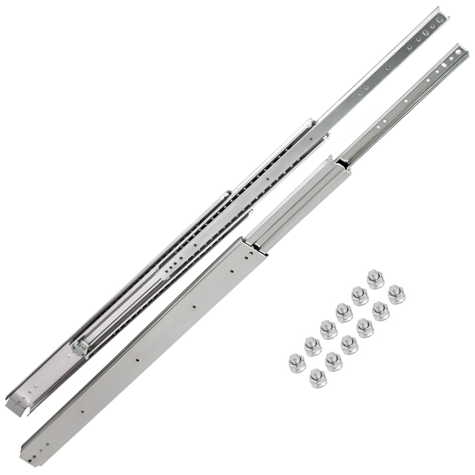 VEVOR Drawer Slides, 1 Pair 42 Inch Heavy Duty Drawer Slides, Ball Bearing Side Mount Drawer Hardware Slides, 500 LBS Load Capacity 3-Section Full Extension Drawer Slides for Smooth Slide, Less Noise