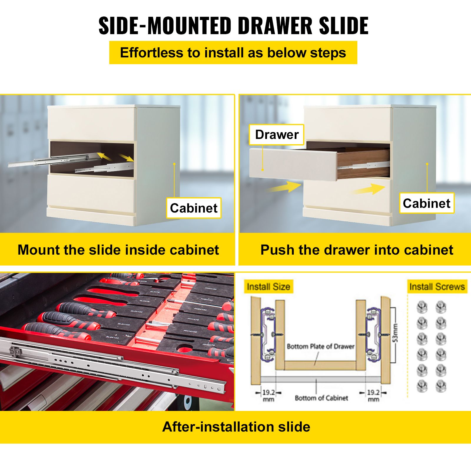 Drawer Slide Soft Close Drawer 1Pair 48