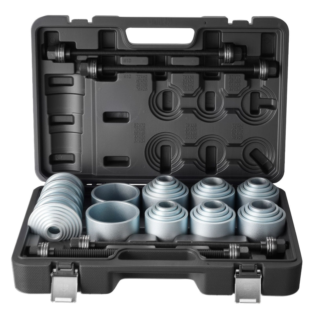 Pull and Press Sleeve Kit, 36 PCS, Steel Bush Removal Insertion Sleeve Tools with Carrying Case, Compatible with LCV and HGV Engines, for Removing and Installing Bushings, Bearings, and Seals