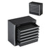 Metal Tool Box, 8.6-inch, Portable Metal Tool Box with 5 Drawers, Small Tool Chest with EVA Liners and PP Feet Pads, Heavy-Duty Steel With Ball Bearing Opening and Powder Coated Finish, Black