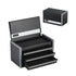 Metal Tool Box, 8.6-inch, Portable Metal Tool Box with 3 Drawers, Small Tool Chest with EVA Liners and PP Feet Pads, Heavy-Duty Steel With Ball Bearing Opening and Powder Coated Finish, Black
