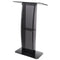 47" Acrylic Podium Stand Clear Pulpit with Shelf Wide Reading Surface Black