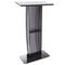 Acrylic Podium, 47" Tall, Acrylic Podium Stand with Wide Reading Surface & Storage Shelf, Floor-standing Clear Pulpits Acrylic for Church Office School, Black