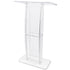 Acrylic Podium, 47" Tall, Clear Acrylic Podium Stand with Wide Reading Surface & Storage Shelf, Floor-standing Clear Pulpits Acrylic for Church Office School