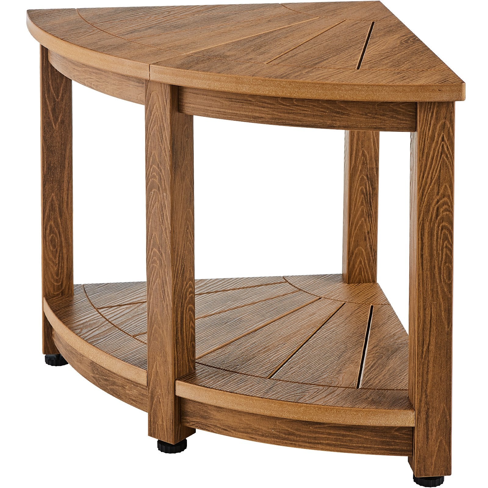 VEVOR Corner Shower Bench, 18.5" Height 17.75" Radius, Faux Wood Grain Polystyrene,159KGS with Storage Shelf, Water Resistant, Shower Stool for Inside & Outside Shower, for Bathroom, Living Room