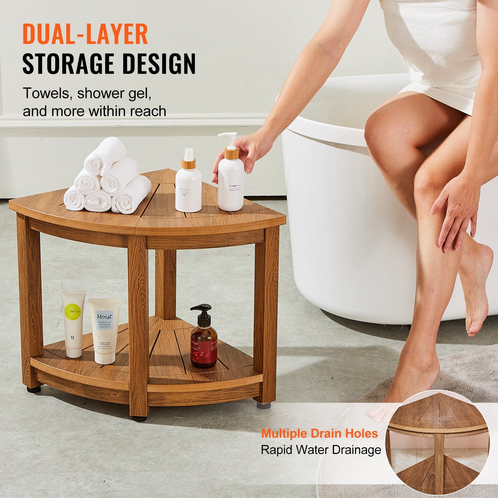 VEVOR Corner Shower Bench, 18.5