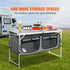 Camping Kitchen Table, Quick set-up Folding Camping Table with A Carrying Bag, 3 Adjustable Heights, MDF Camping Table, Ideal for Outdoor Picnics, BBQs, Camping, RV Traveling