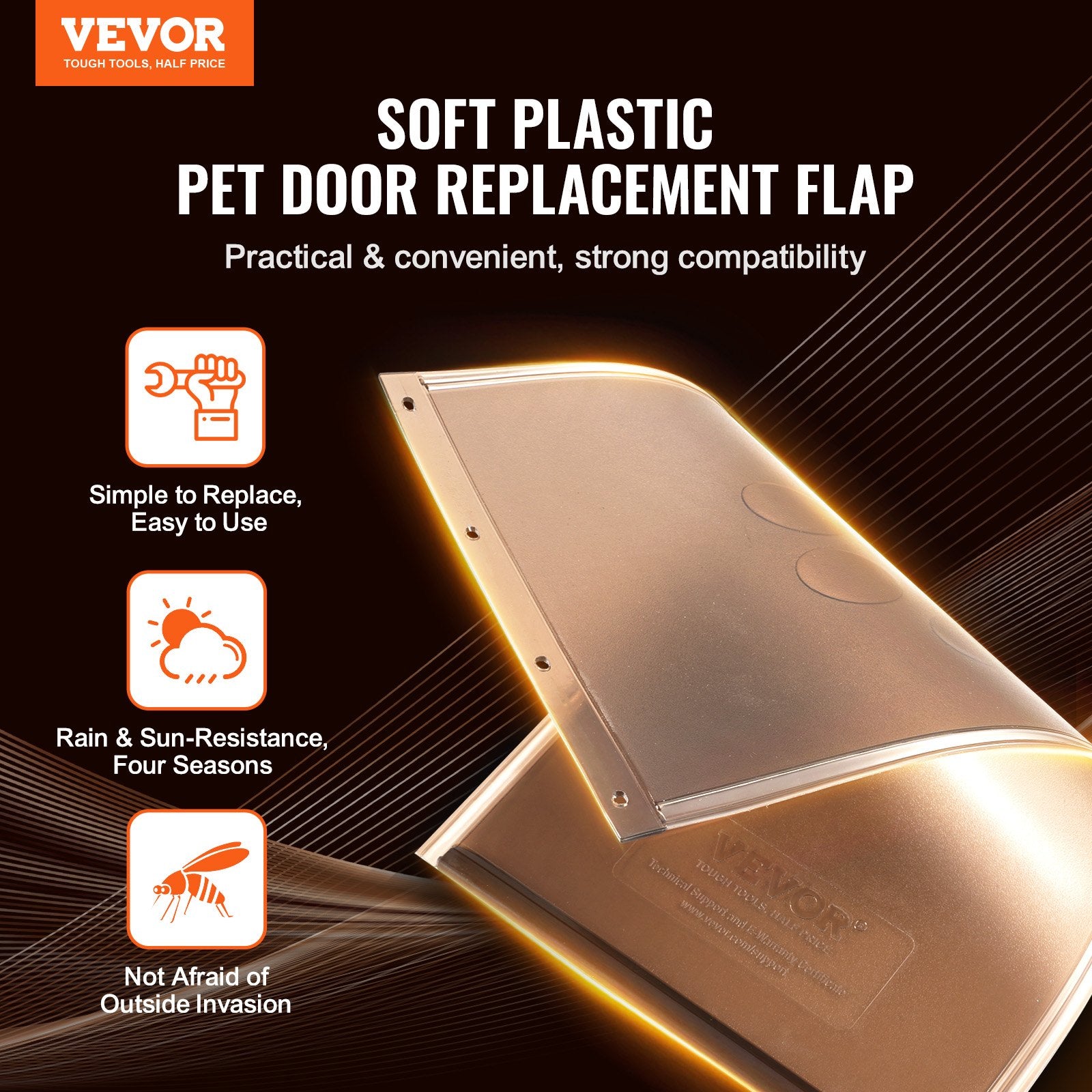 Pet Door Replacement Flap 20.96 x 31.12 cm Compatible with VEVOR Pet Door