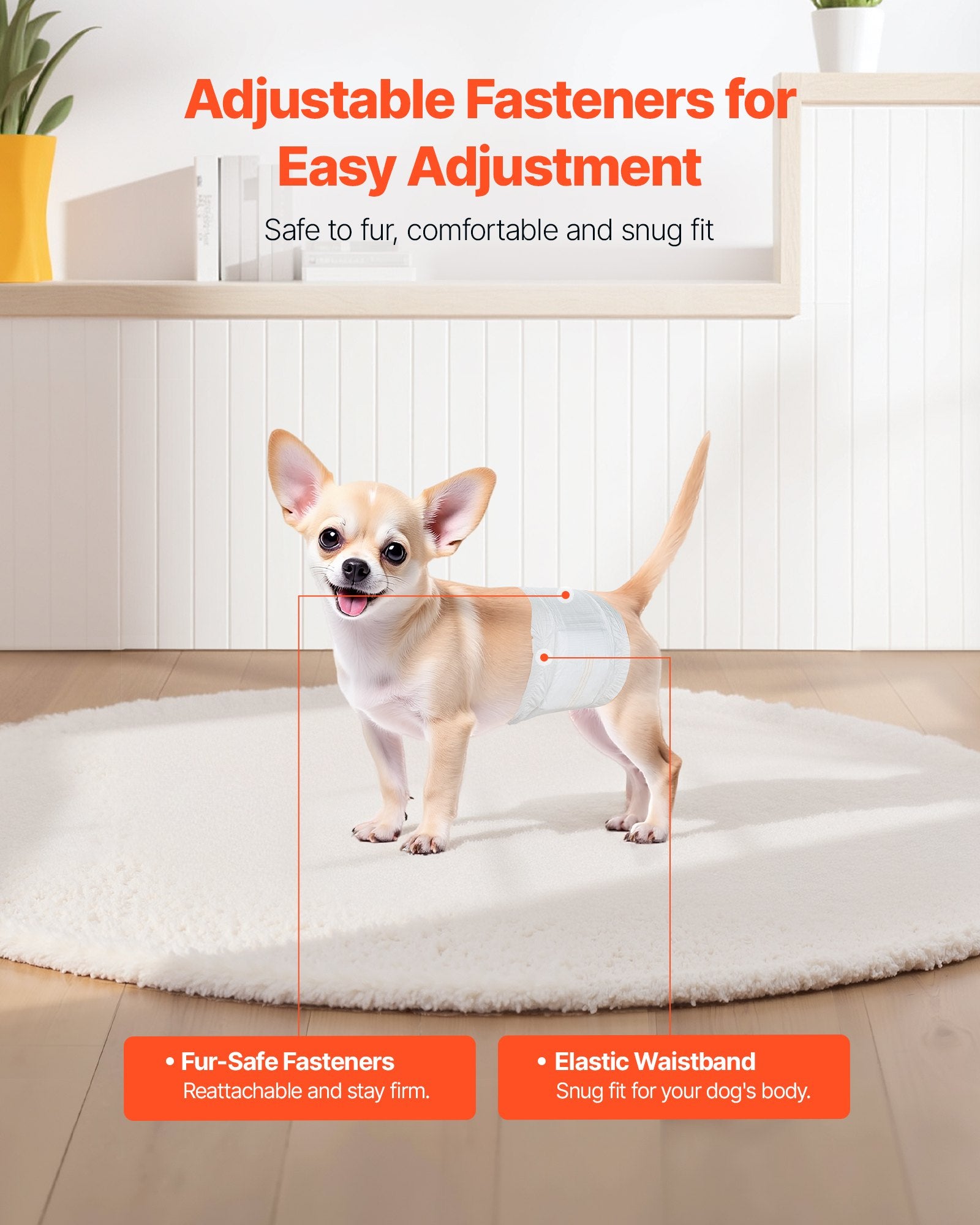 Disposable Male Dog Diapers, Super Absorbent Male Dog Wraps, 360 ° Leak-Proof Belly Bands with Wetness Indicator for Doggies in Heat, Training, Incontinence - XS, 96 Count (2 Packs of 48)