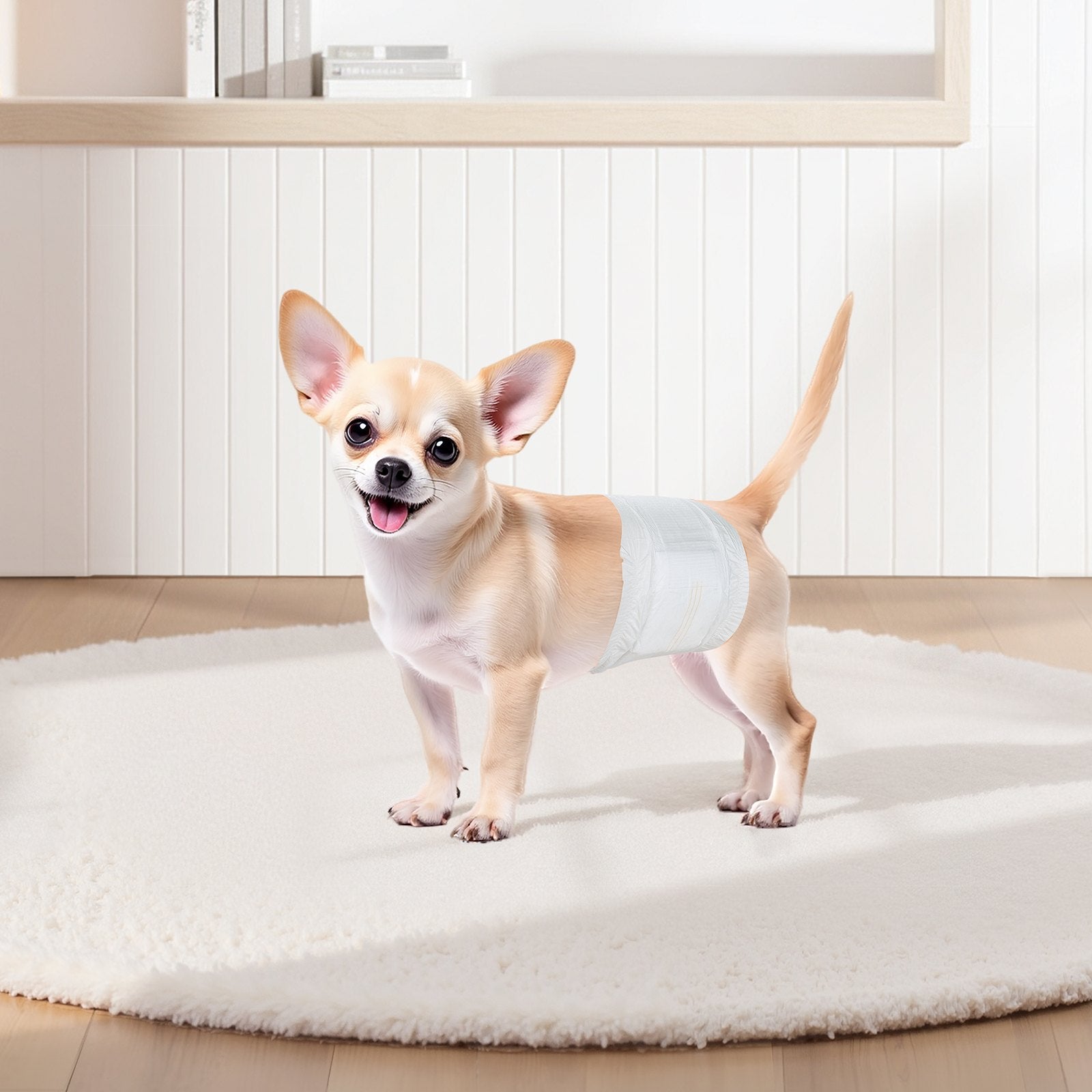 Disposable Male Dog Diapers, Super Absorbent Male Dog Wraps, 360 ° Leak-Proof Belly Bands with Wetness Indicator for Doggies in Heat, Training, Incontinence - XS, 96 Count (2 Packs of 48)