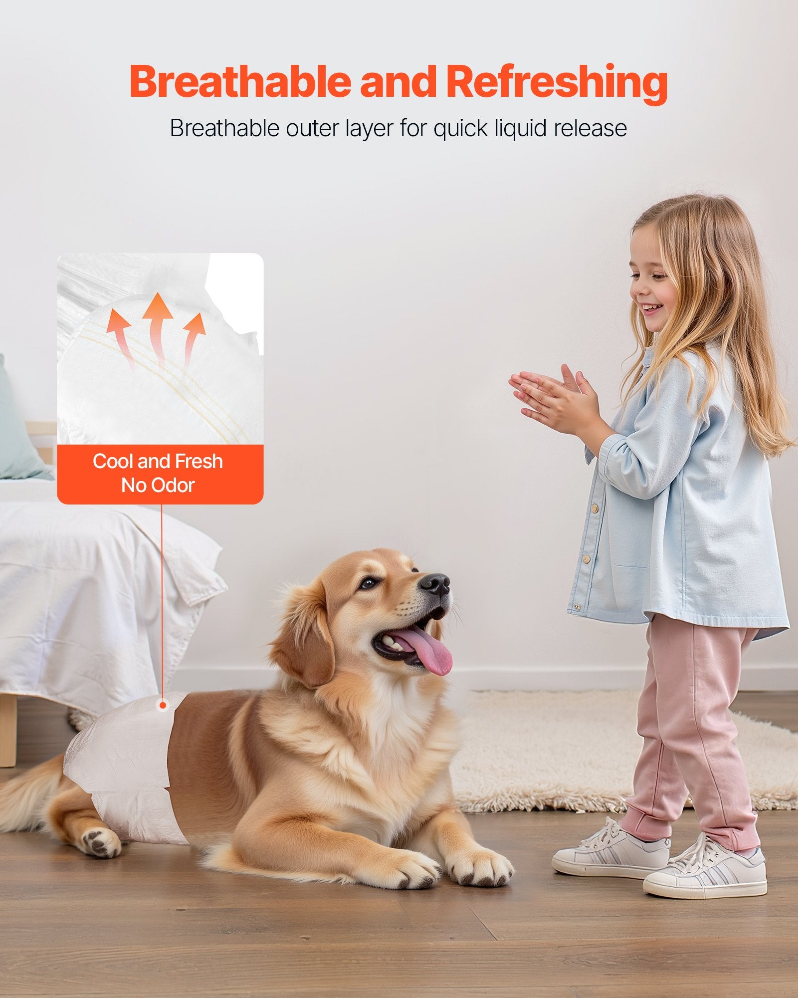 Disposable Dog Diapers, Super Absorbent Female Dog Diapers, 360° Leak-Proof Female Doggy Pet Diaper with Wetness Indicator for Heat Period, Training, Incontinence - M, 144 Count (2 Packs of 72)