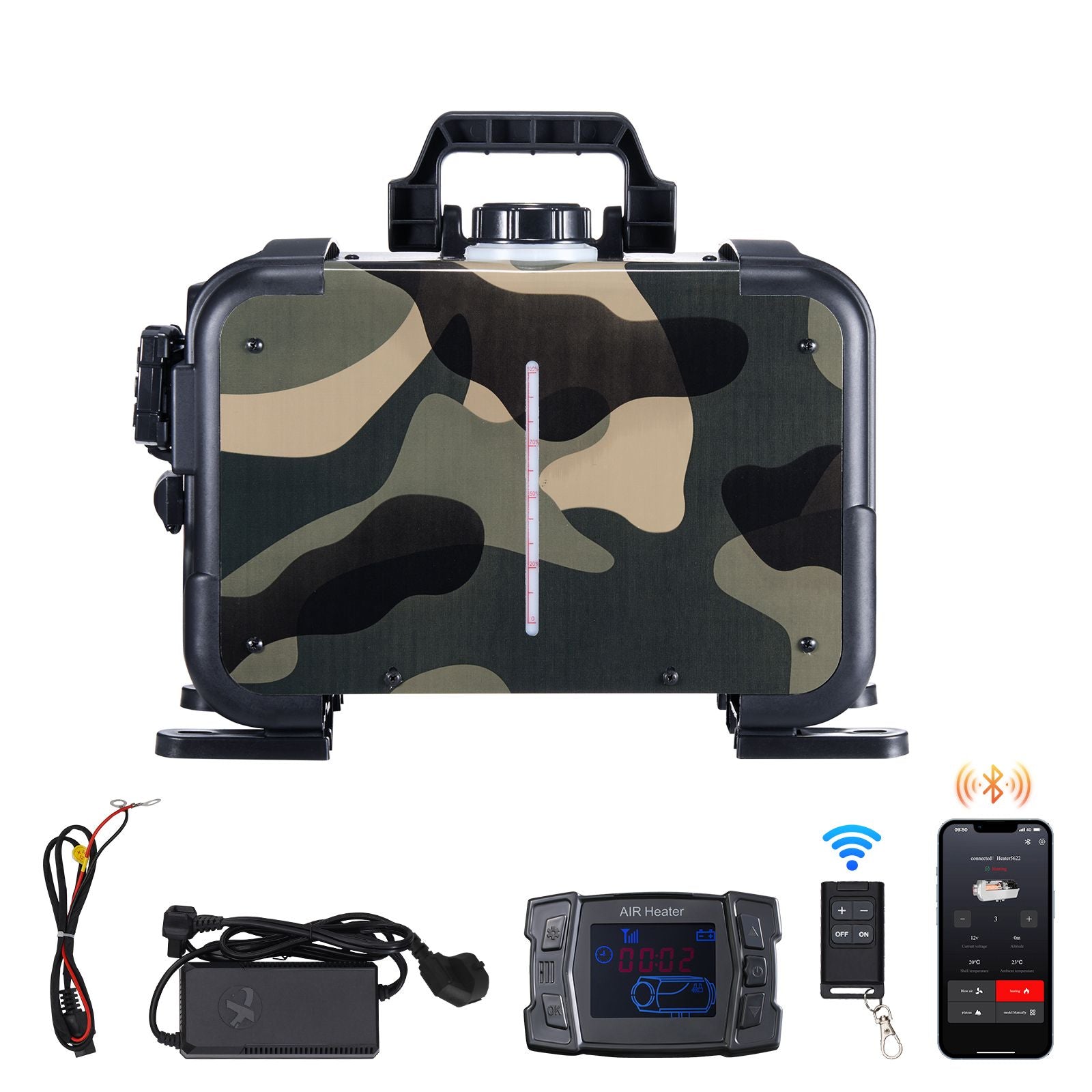 8KW Diesel Heater, 12V/24V All in One Diesel Air Heater, Bluetooth APP Control, Remote Control and Display Screen, CO Alarm, Fast Heating Horizontal Portable Diesel Heater for Vehicles, Garage