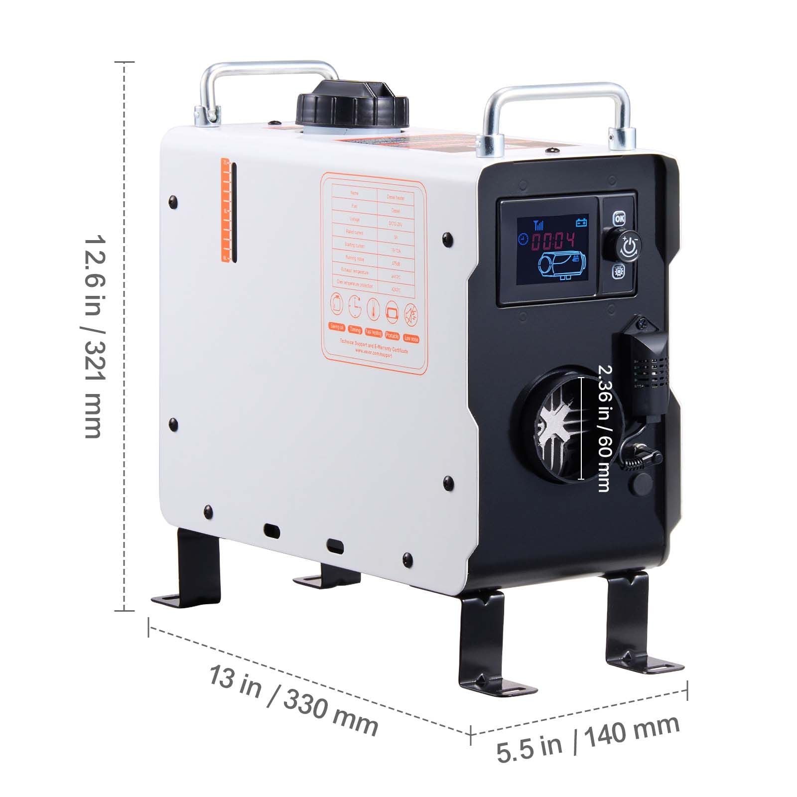 2KW Diesel Heater, 12V/24V All in One Diesel Air Heater, with Bluetooth APP Control, Remote Control and Display Screen, CO Alarm, Fast Heating Portable Diesel Heater for Vehicles and Outdoors