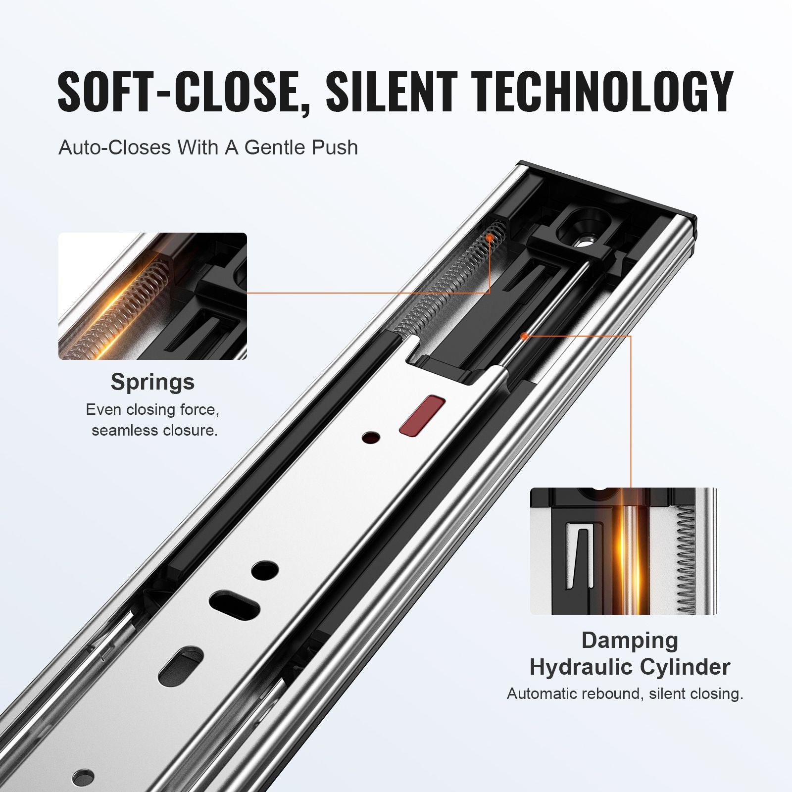 10 Pairs of 609.6mm Drawer Slides Side Mount Rails, Heavy Duty Full Extension Steel Track, Soft-Close Noiseless Guide Glides Cabinet Kitchen Runners with Ball Bearing, 100 Lbs Load Capacity
