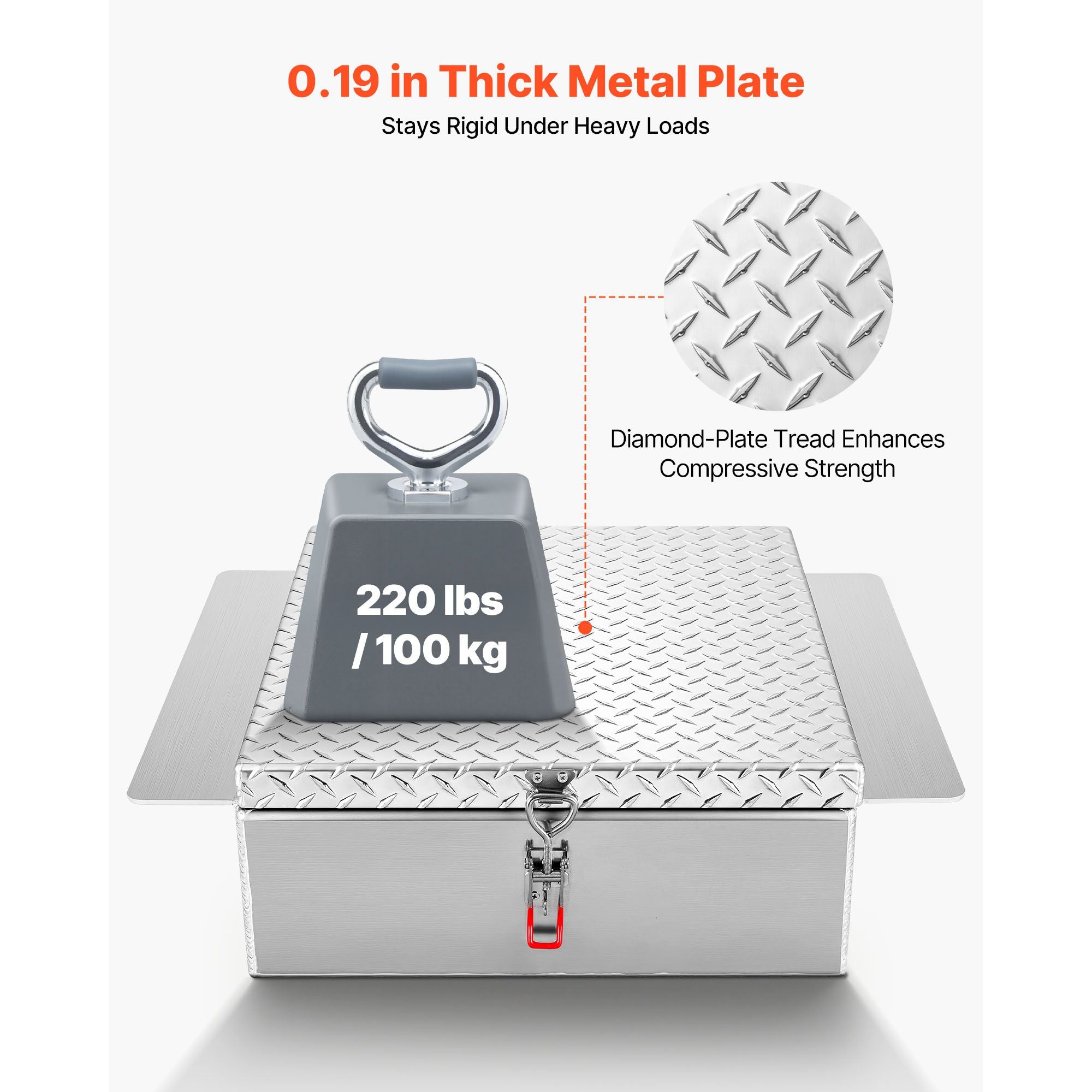 Heavy Duty Aluminium Truck Tool Box 770mm Diamond Plate Storage