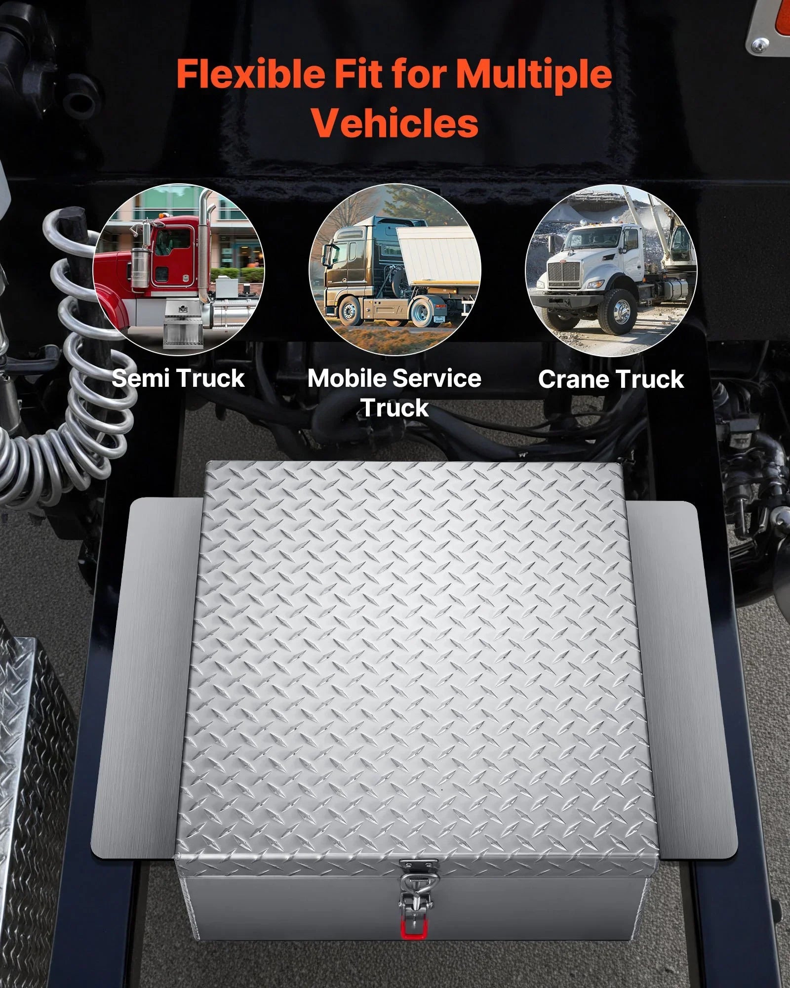 Truck Bed Tool Box, Heavy Duty Aluminum Tool Box with Diamond Plate, Storage Toolbox Chest Organizer Supports up to 100 kg, Ideal for Pickup, Truck Bed, RV, Trailer, 770 x 610 x 230 mm, Silver