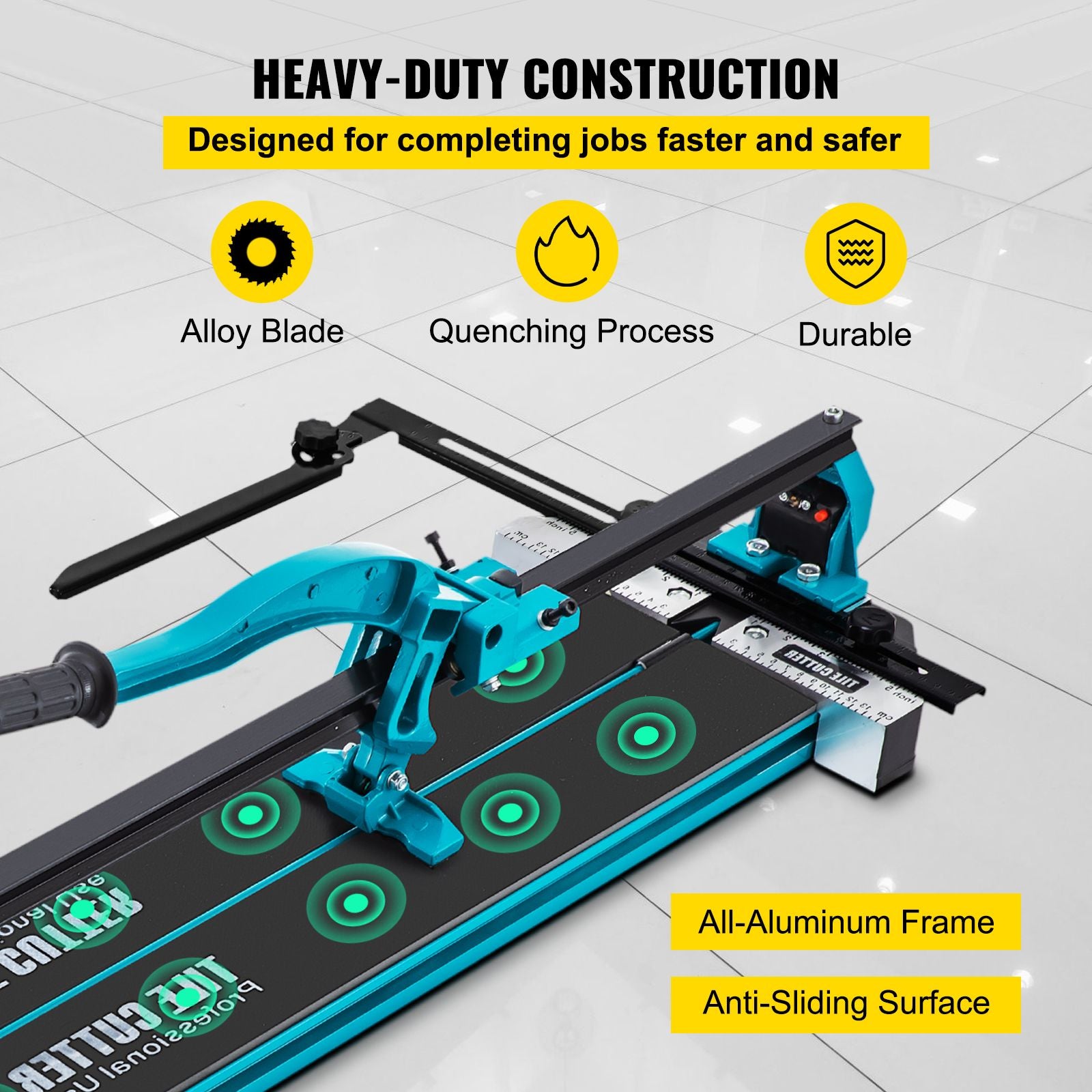 Tile Cutter 47in Cutting Tool w/ Laser Guide Single Rail Double Brackets