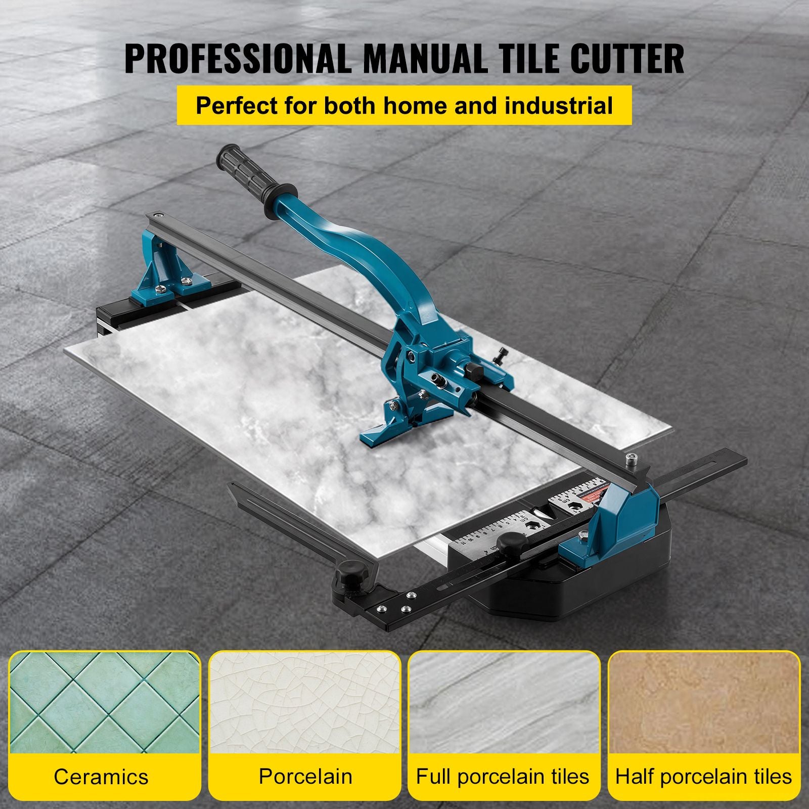 Tile Cutter 24in Cutting Tool w/ Laser Guide Single Rail Double Brackets