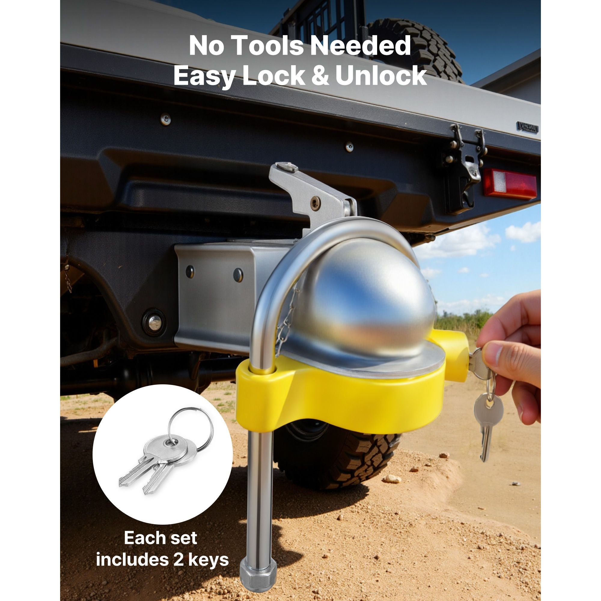 Heavy Duty Trailer Hitch Lock Kit Anti-Theft Ball Lock with Keys