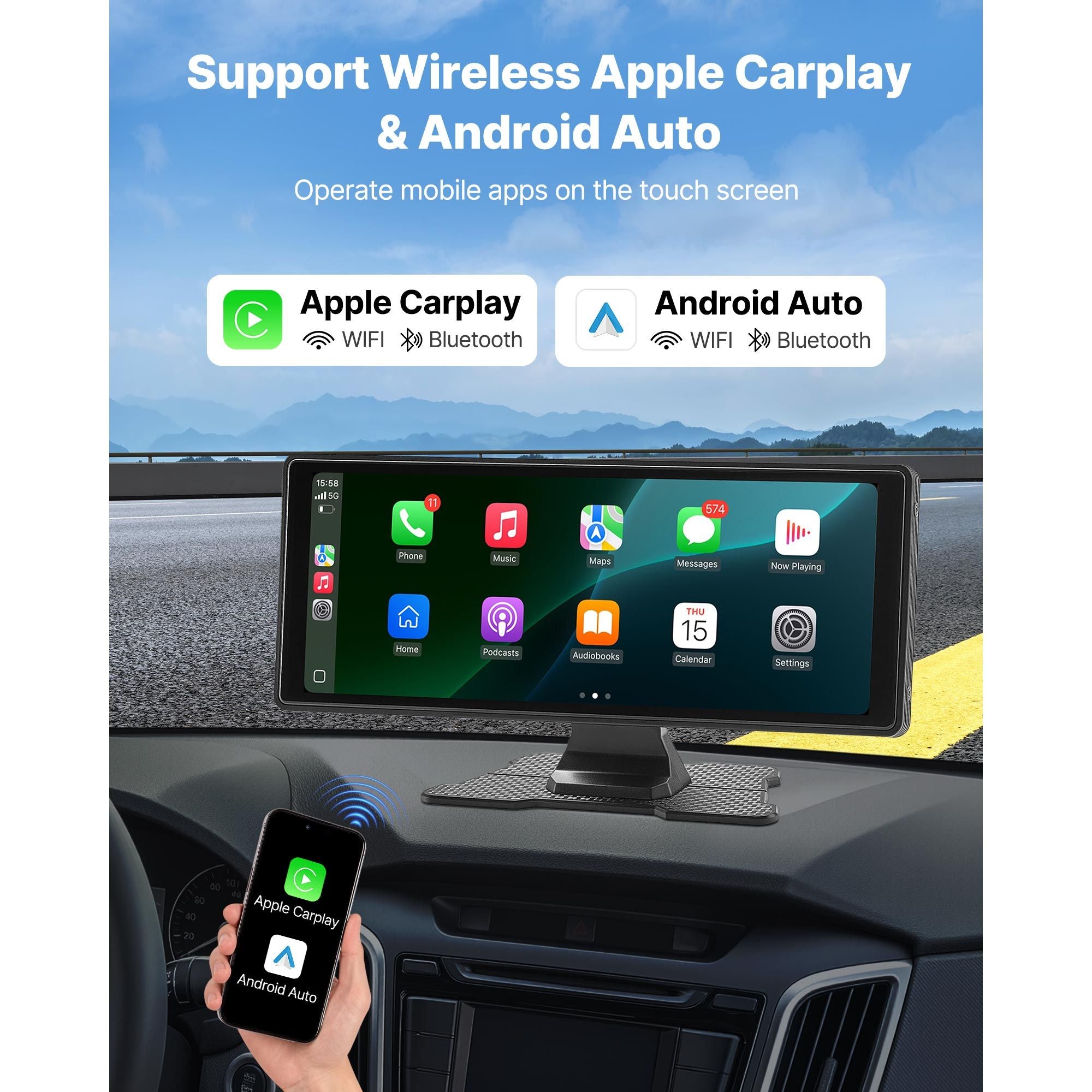 Car Stereo Radio CarPlay Touchscreen 254mm Apple Android Front/Rear Camera