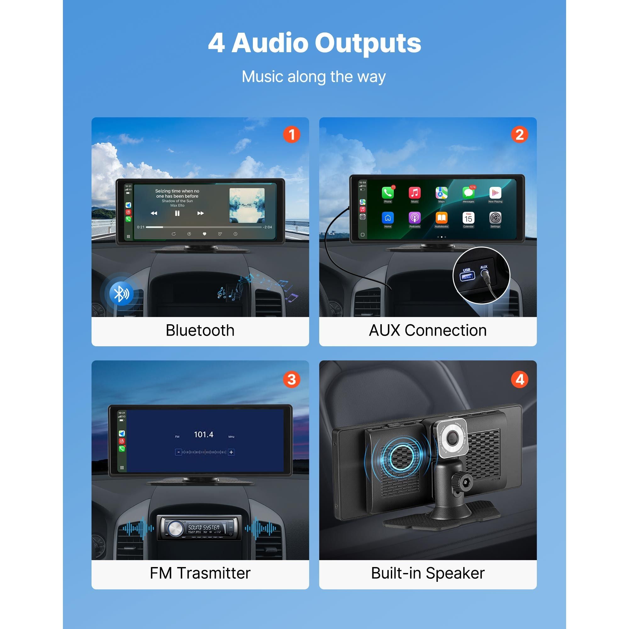 Car Stereo Radio CarPlay Touchscreen 254mm Apple Android Front/Rear Camera