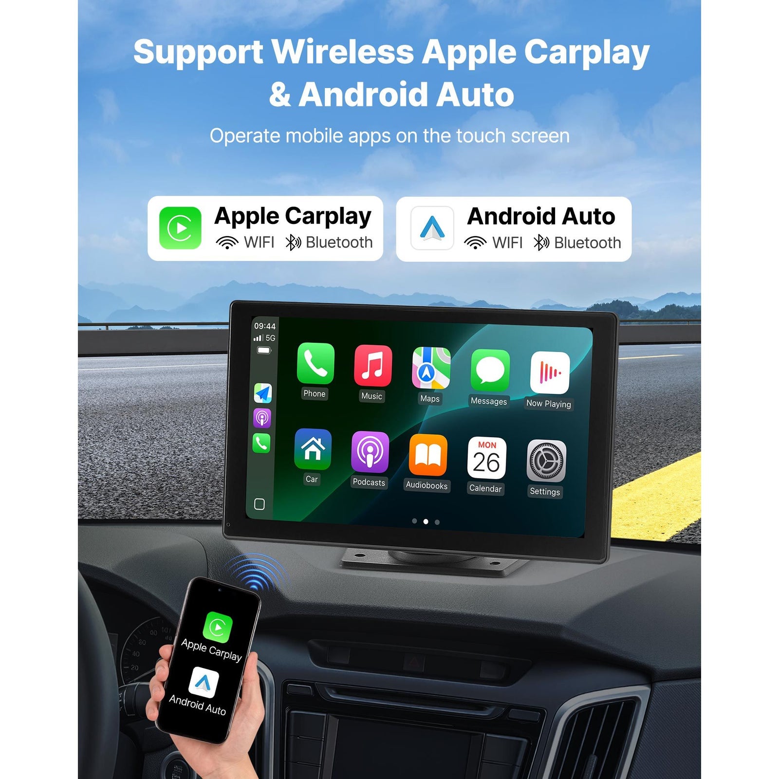 Car Stereo Radio CarPlay Touchscreen 228.6 mm Apple Android Backup Camera