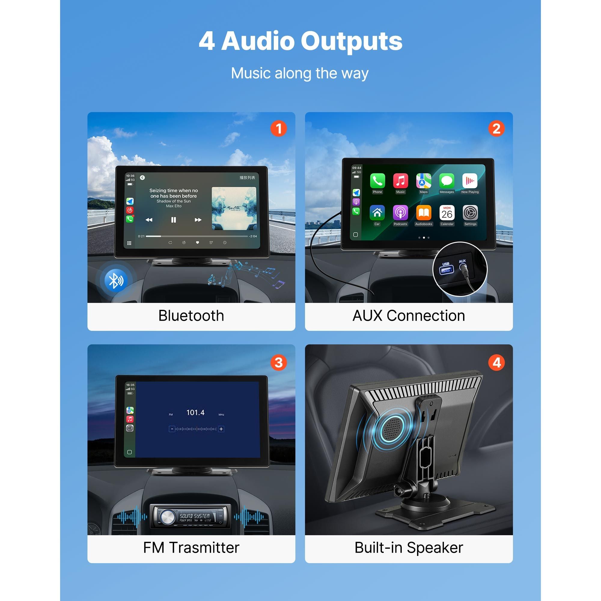 Car Stereo Radio CarPlay Touchscreen 228.6 mm Apple Android Backup Camera