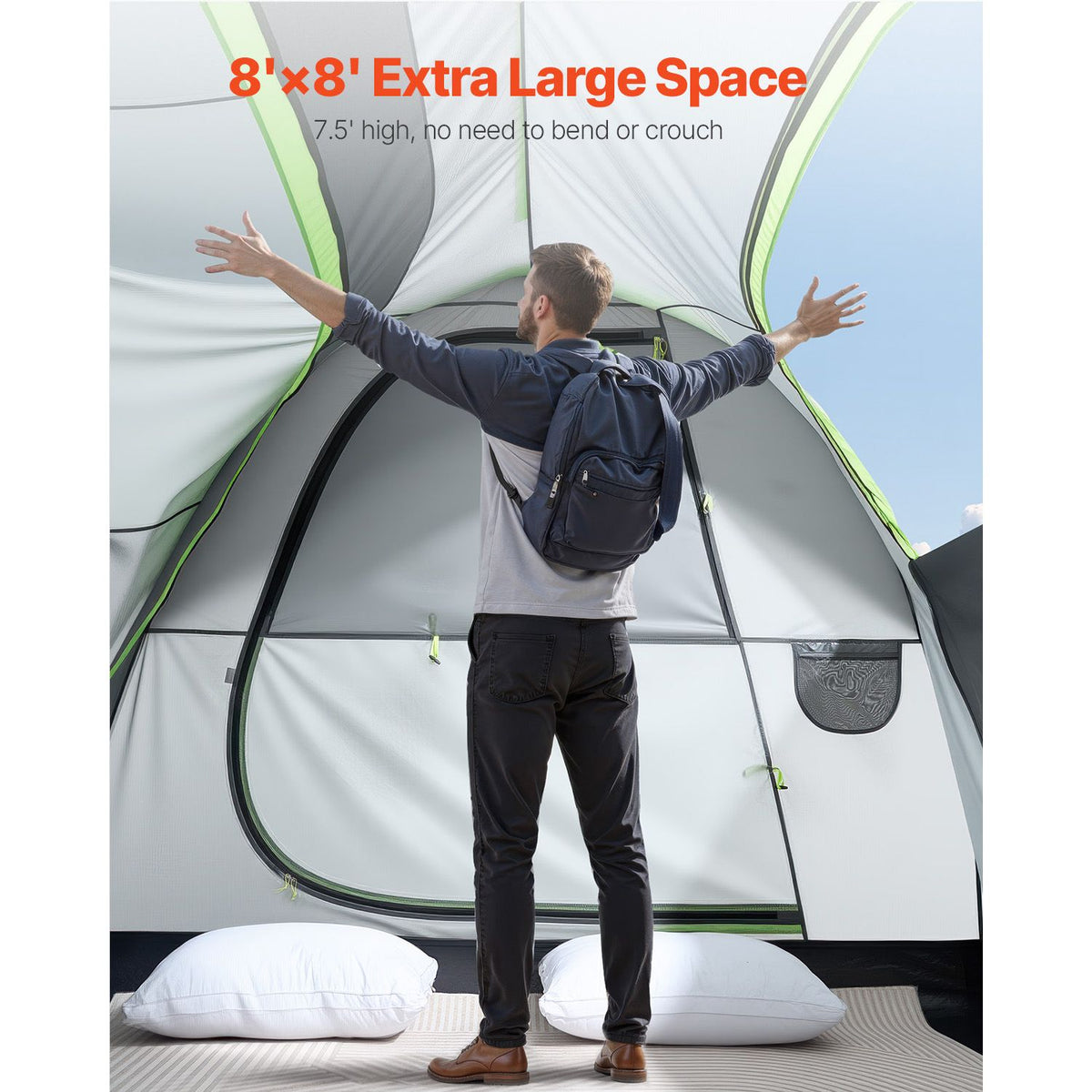 SUV Camping Tent 8x8ft Waterproof Car Rear Tent PU2000mm Family Shelter