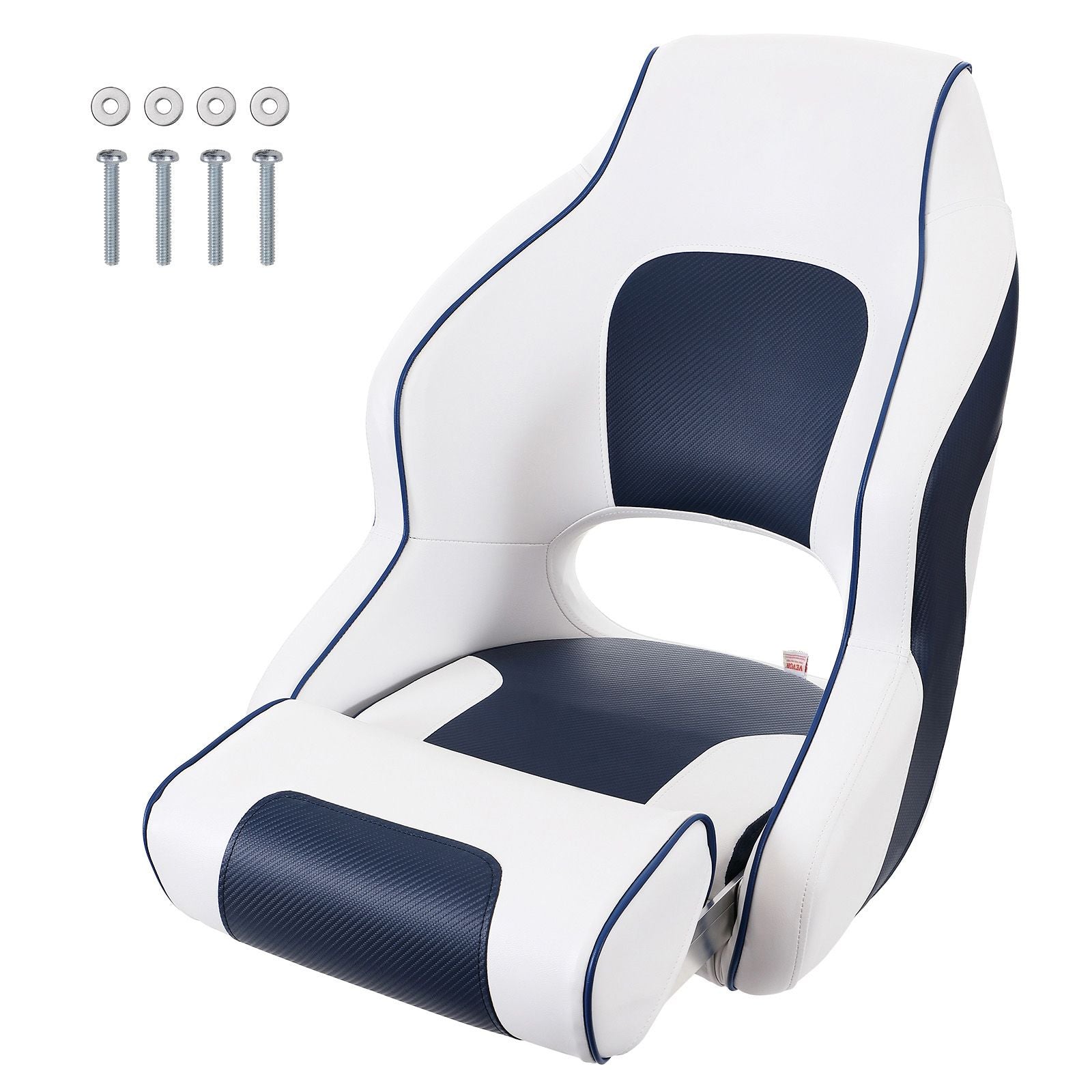 Flip Up Captain Boat Seat with Bolster Waterproof Cushion Fishing Chair