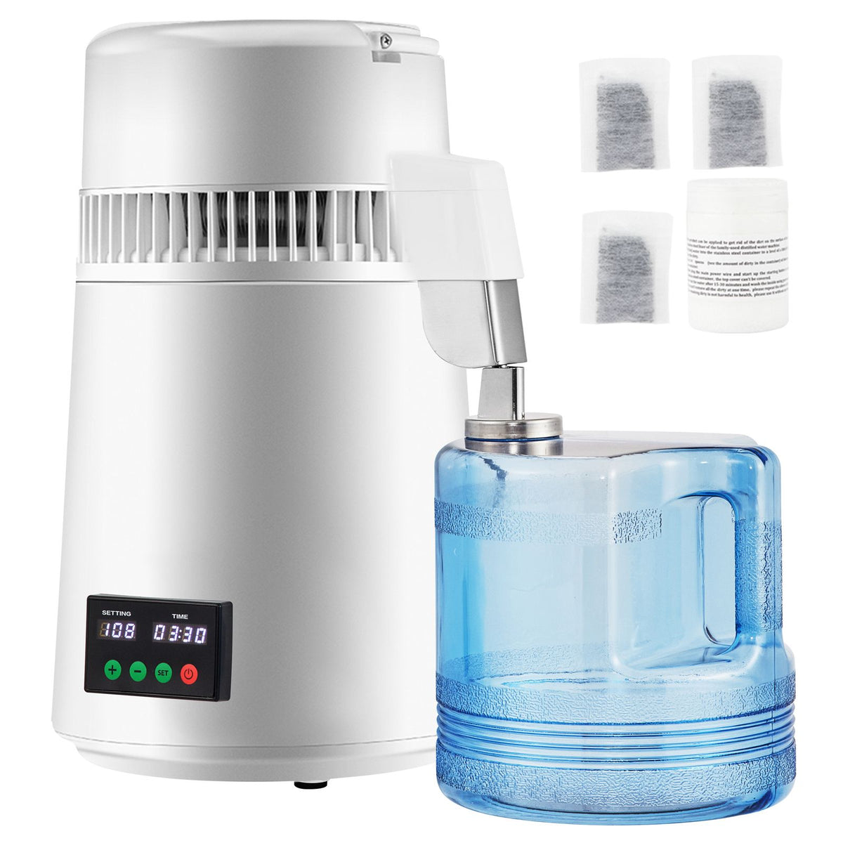 4L Water Distiller 1L/H Distilled Water Maker Timing & Temp Display White