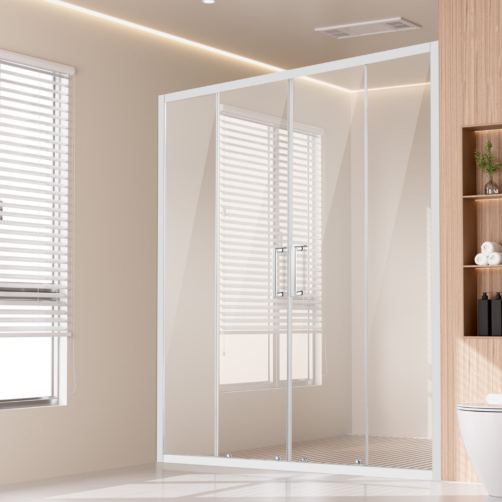 Semi-frameless Double Sliding Shower Door SGCC Tempered Glass 1/4