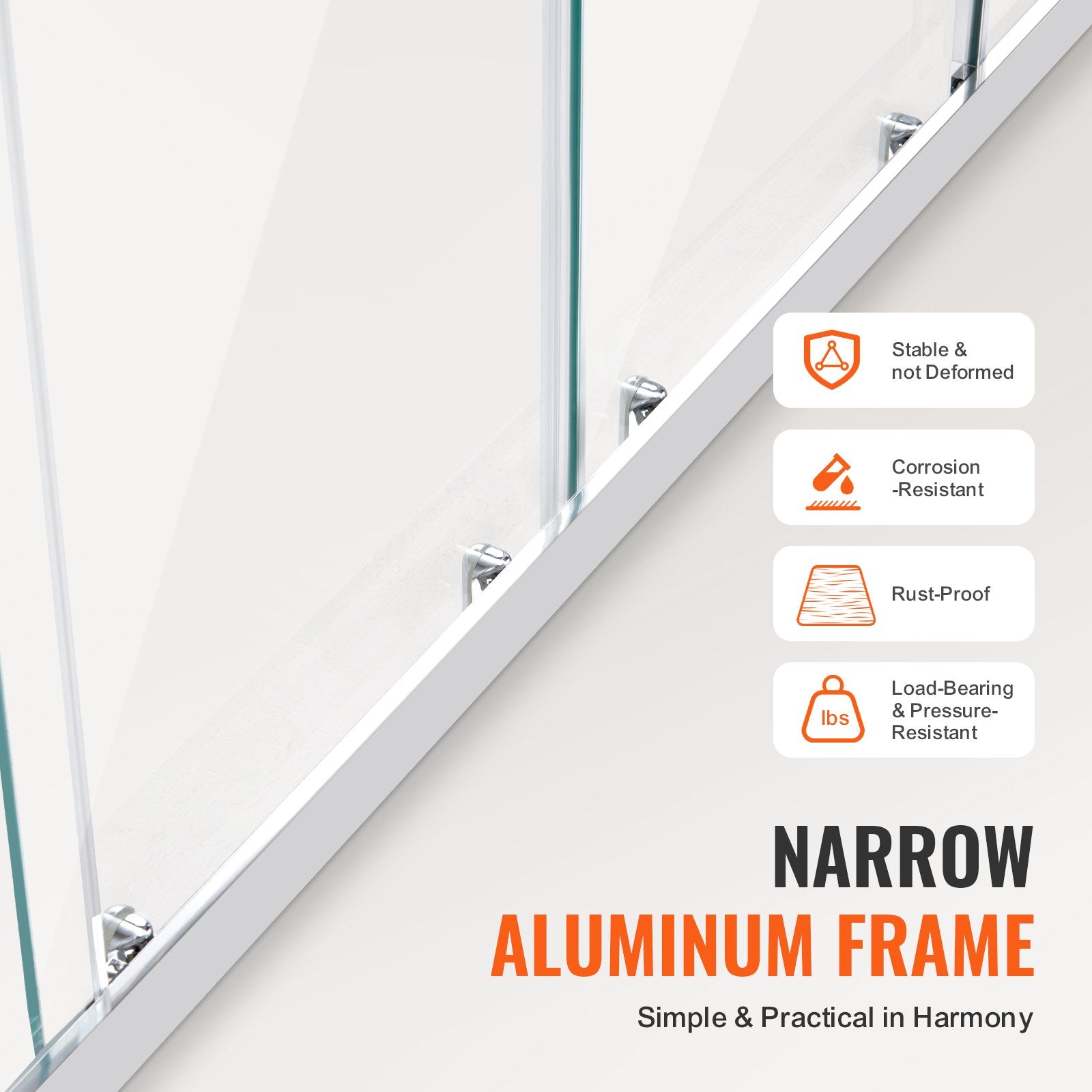 Semi-frameless Double Sliding Shower Door SGCC Tempered Glass 1/4