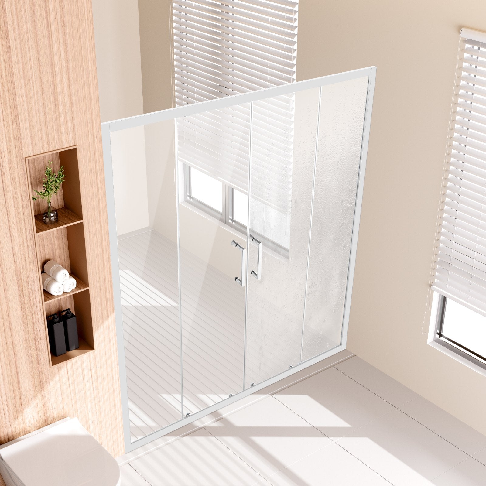 Semi-frameless Double Sliding Shower Door SGCC Tempered Glass 1/4