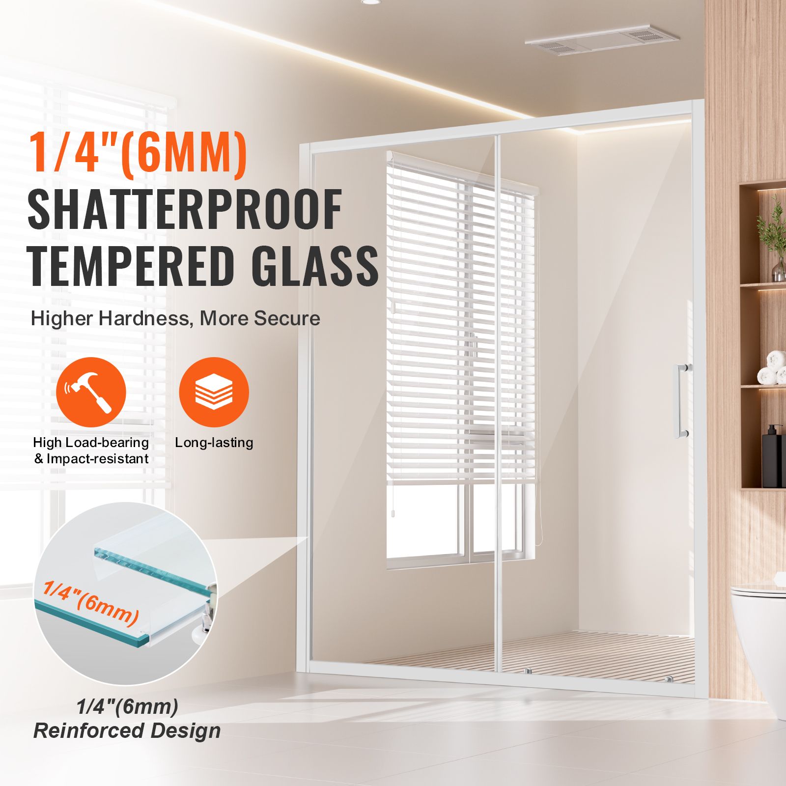 Semi-frameless Shower Door 57.7-59