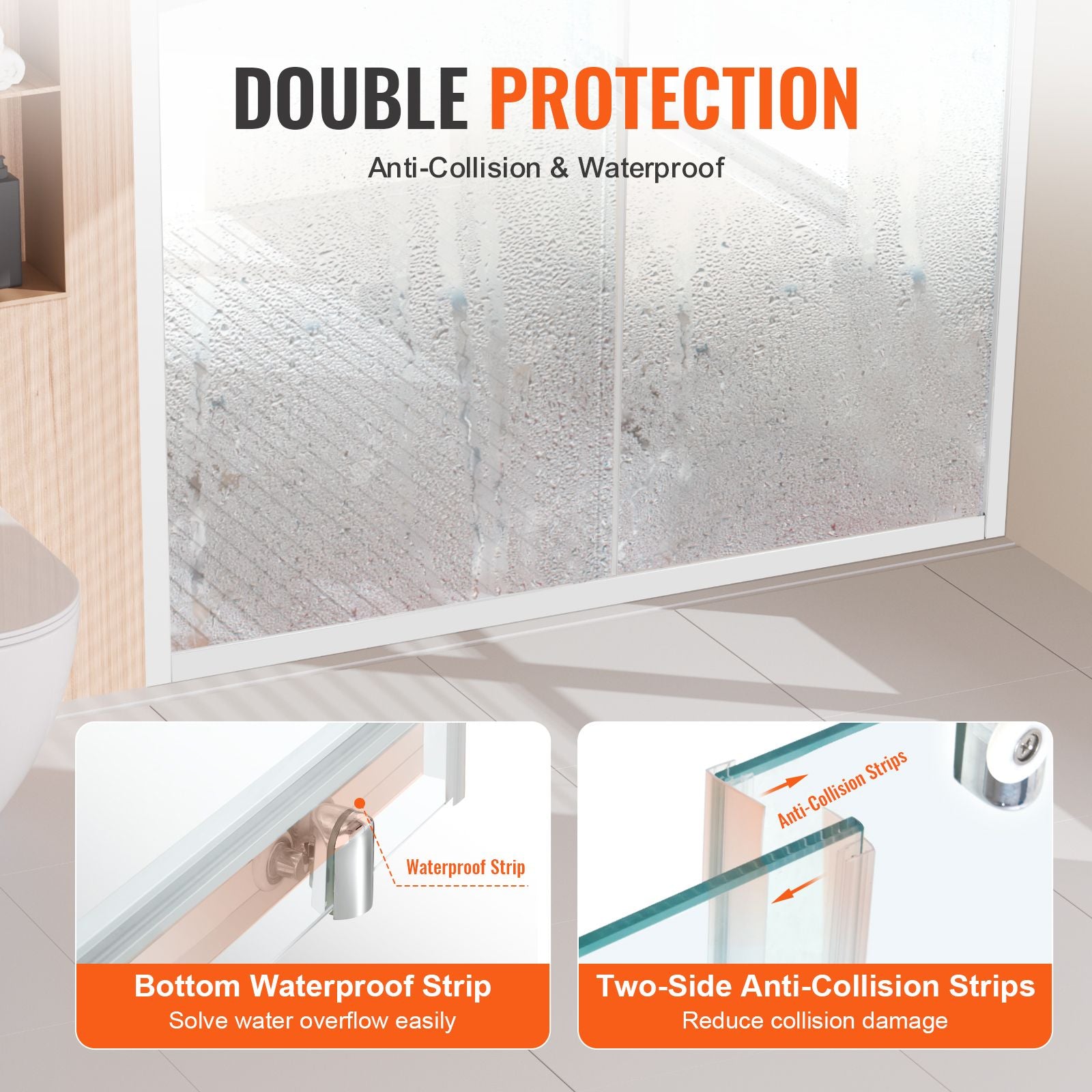 Semi-frameless Shower Door 57.7-59