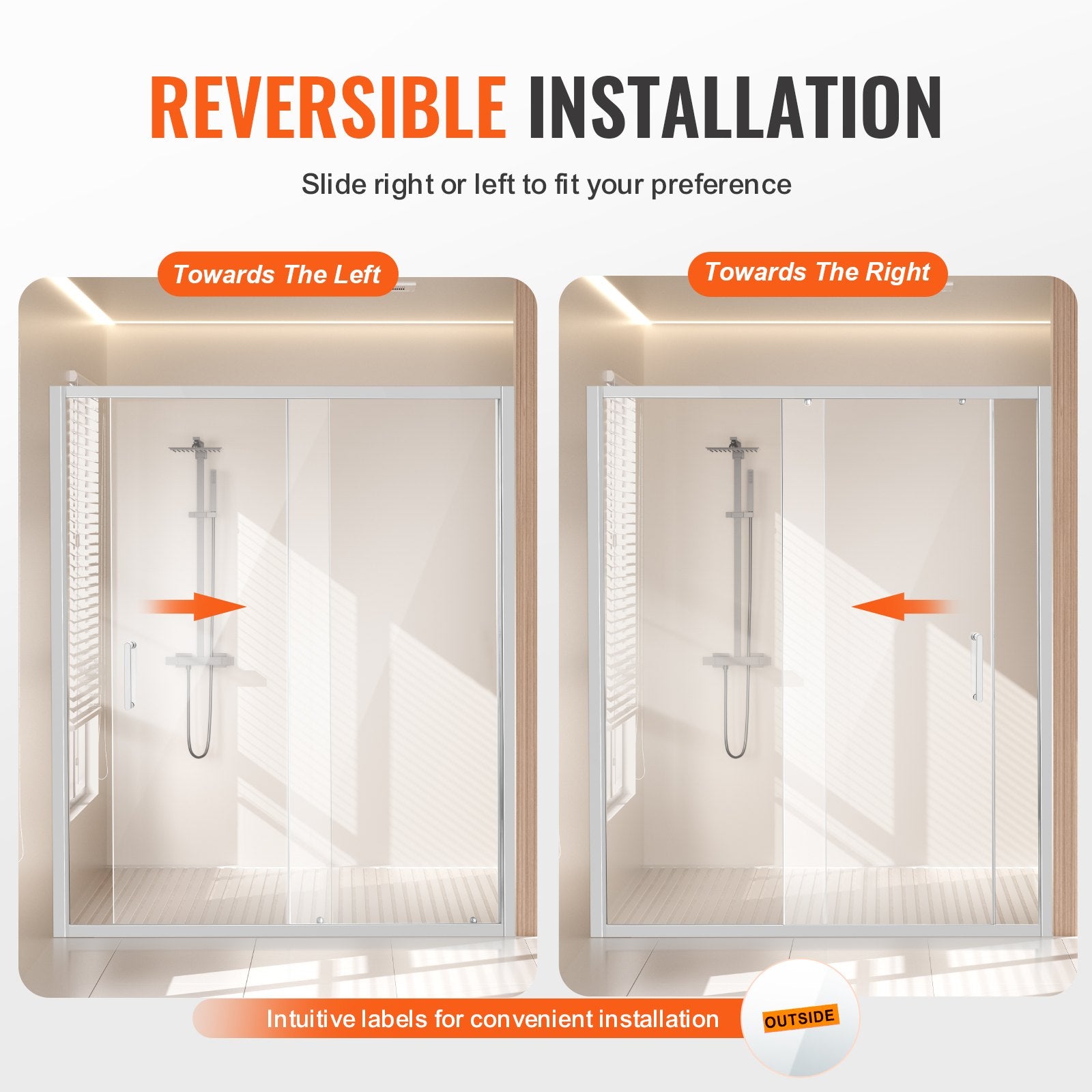 Semi-frameless Shower Door 57.7-59