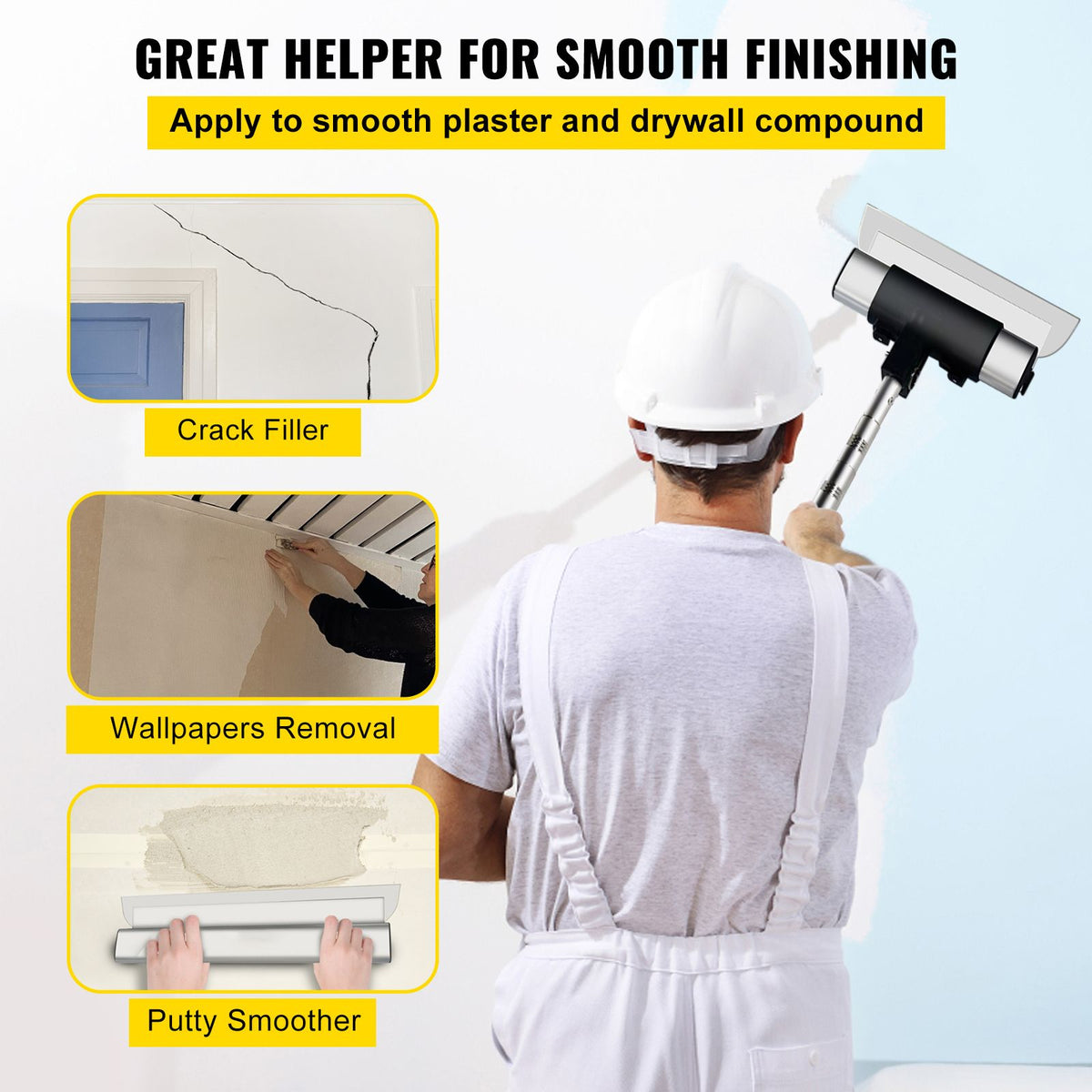 Drywall Skimming Blade Set 10 16 24 Inch with Extension Handle
